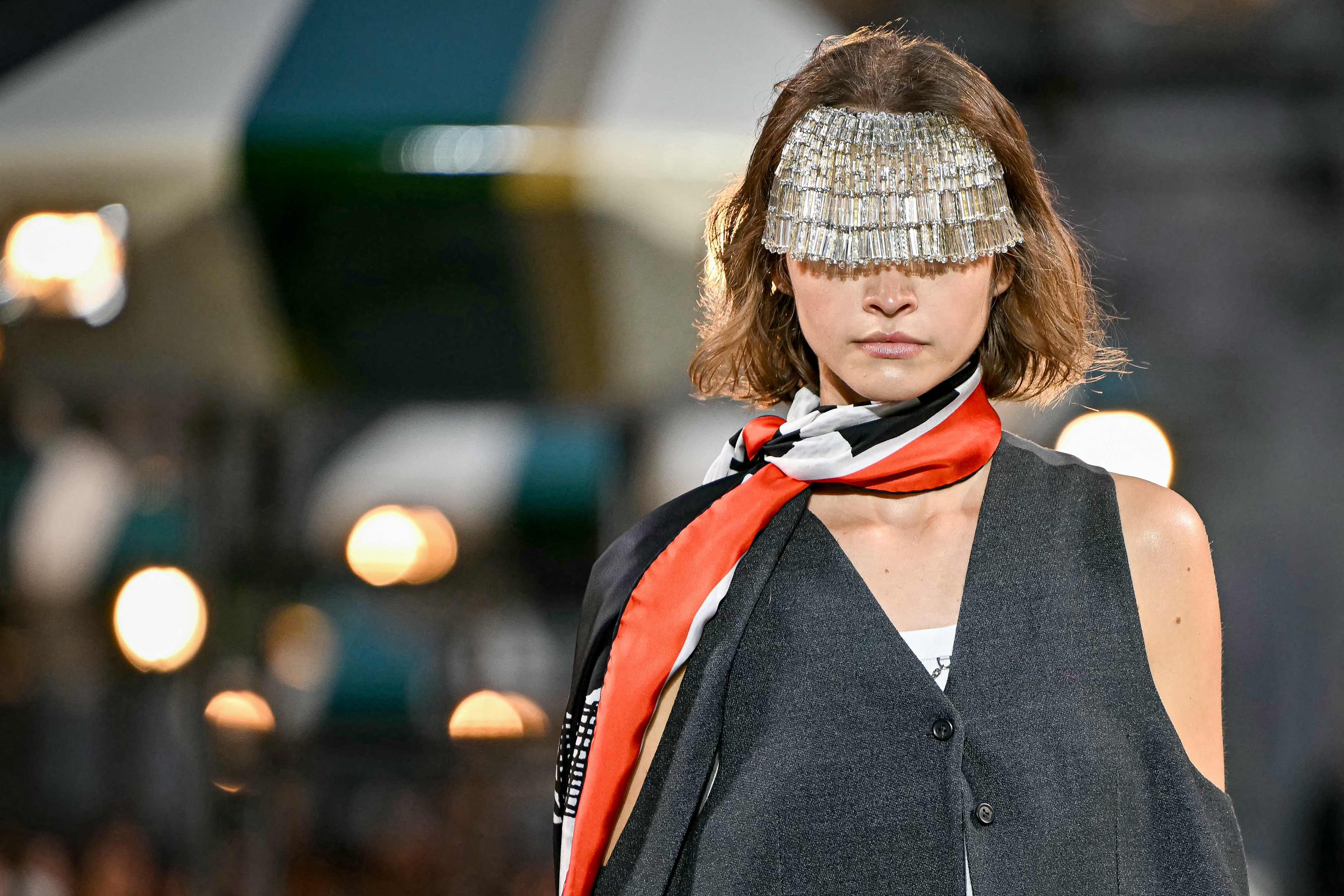 Louis Vuitton’s spring/summer 2027 show brought a retro-futuristic aesthetic to the fore. photo: AFP
