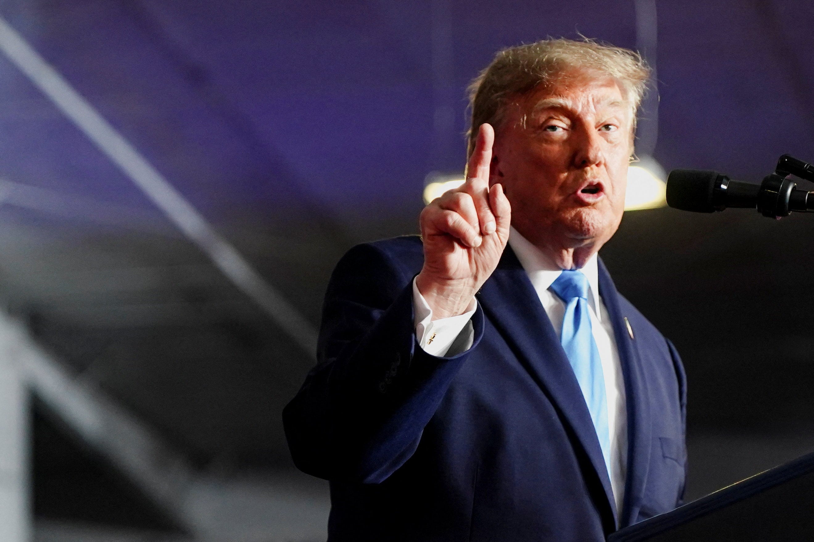 US President Donald Trump speaks during a rally in Grand Island, Nebraska, on Monday. Photo: Reuters