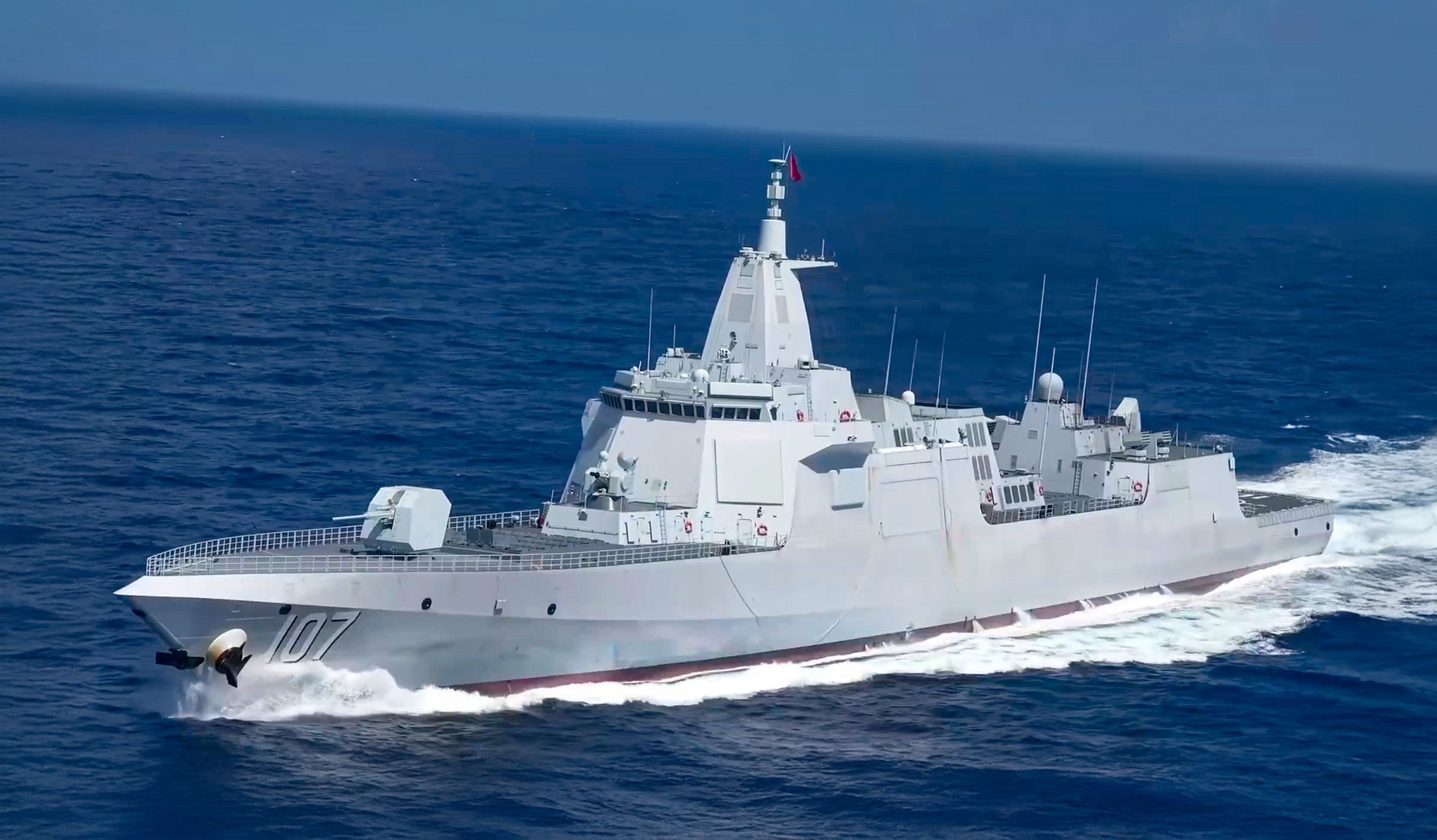 China says the PLA Navy’s Zunyi, a Type 055 large destroyer, was conducting training when it encountered a foreign military vessel that lost power, propulsion and radar. Photo: CCTV