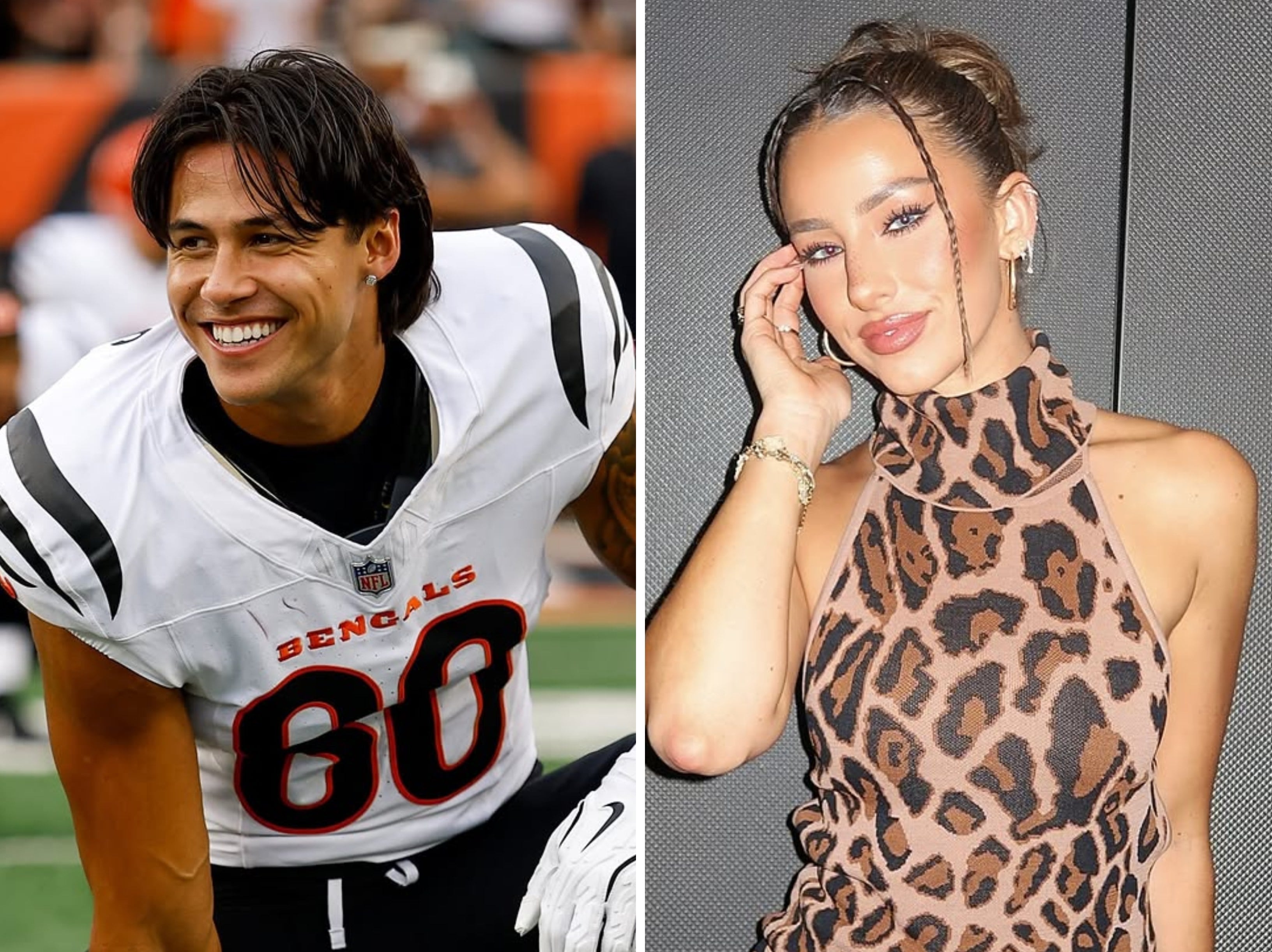 NFL player Andrei Iosivas has been linked to influencer Gia Duddy in recent months. Photos: @andreiiosivas; @giaduddy/Instagram