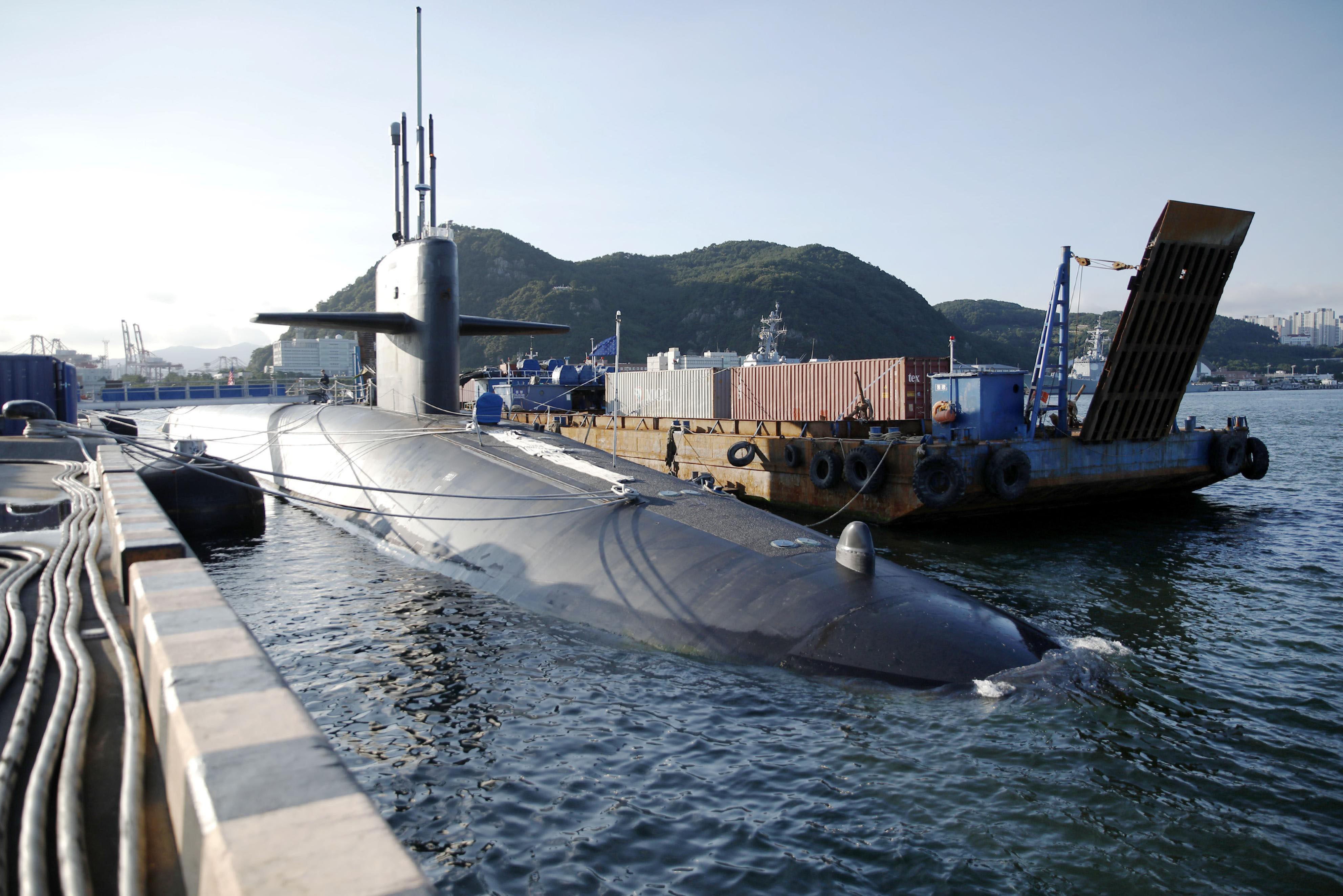 The US military’s nuclear-powered submarine Kentucky at a Navy base in Busan, South Korea, in 2023. Photo: Kyodo