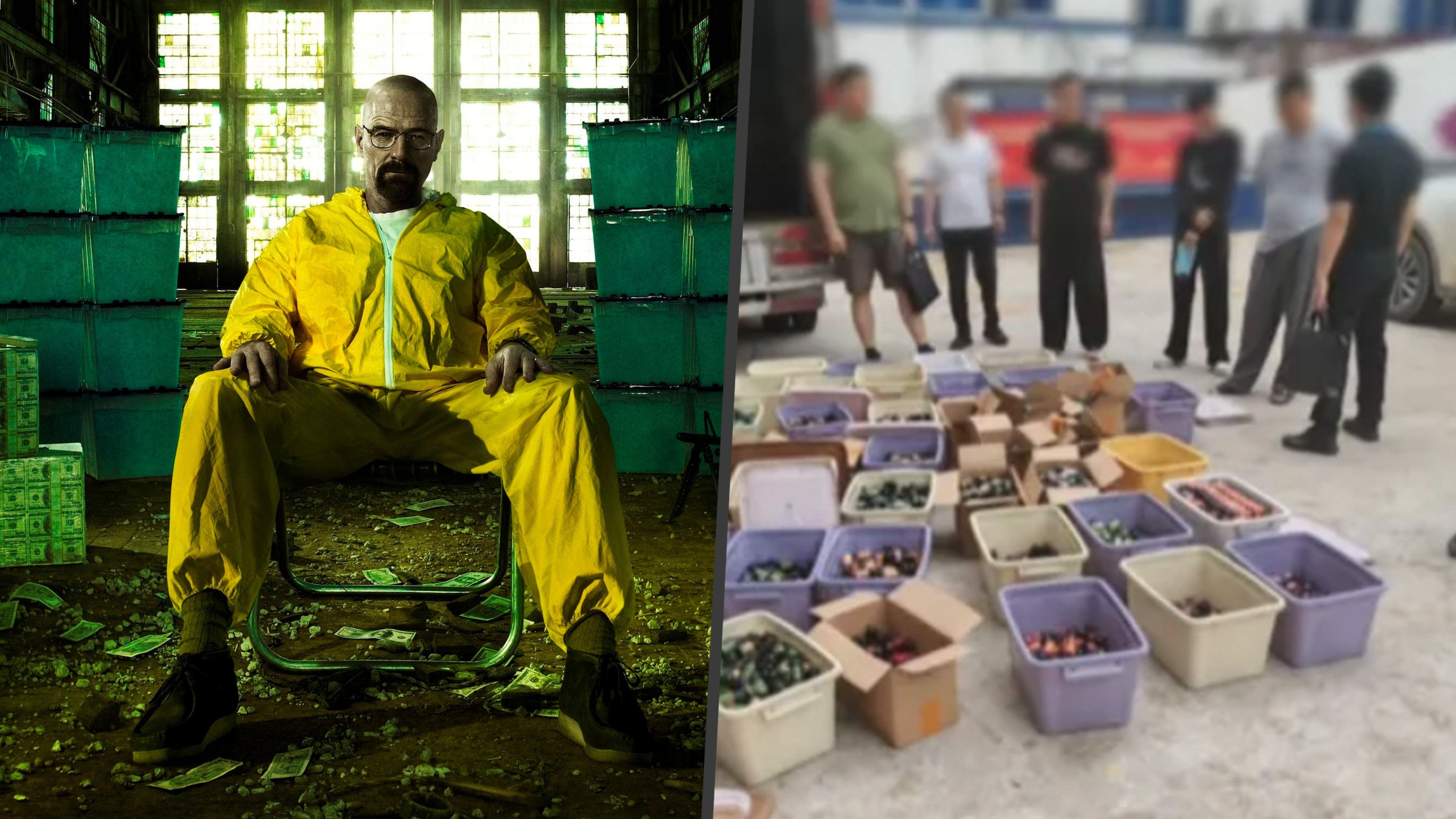 In a case drawing comparisons to “Breaking Bad,” Chinese authorities dismantled a drug manufacturing ring run by a retired chemistry professor and a chemistry master’s graduate. Photo: SCMP composite/IMDb/CCTV