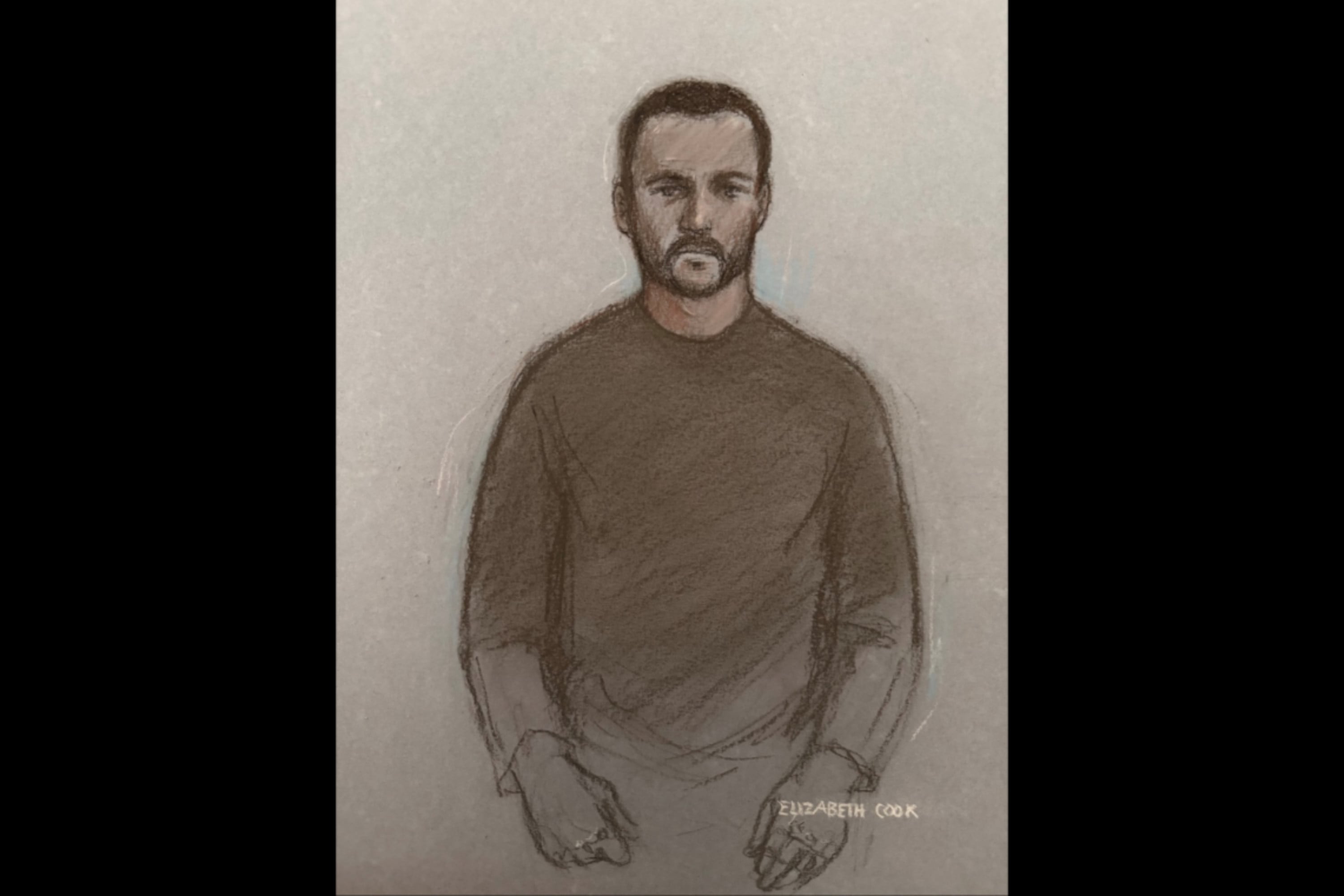 A court artist’s sketch of Teddy Young. Image: Elizabeth Cook via AP