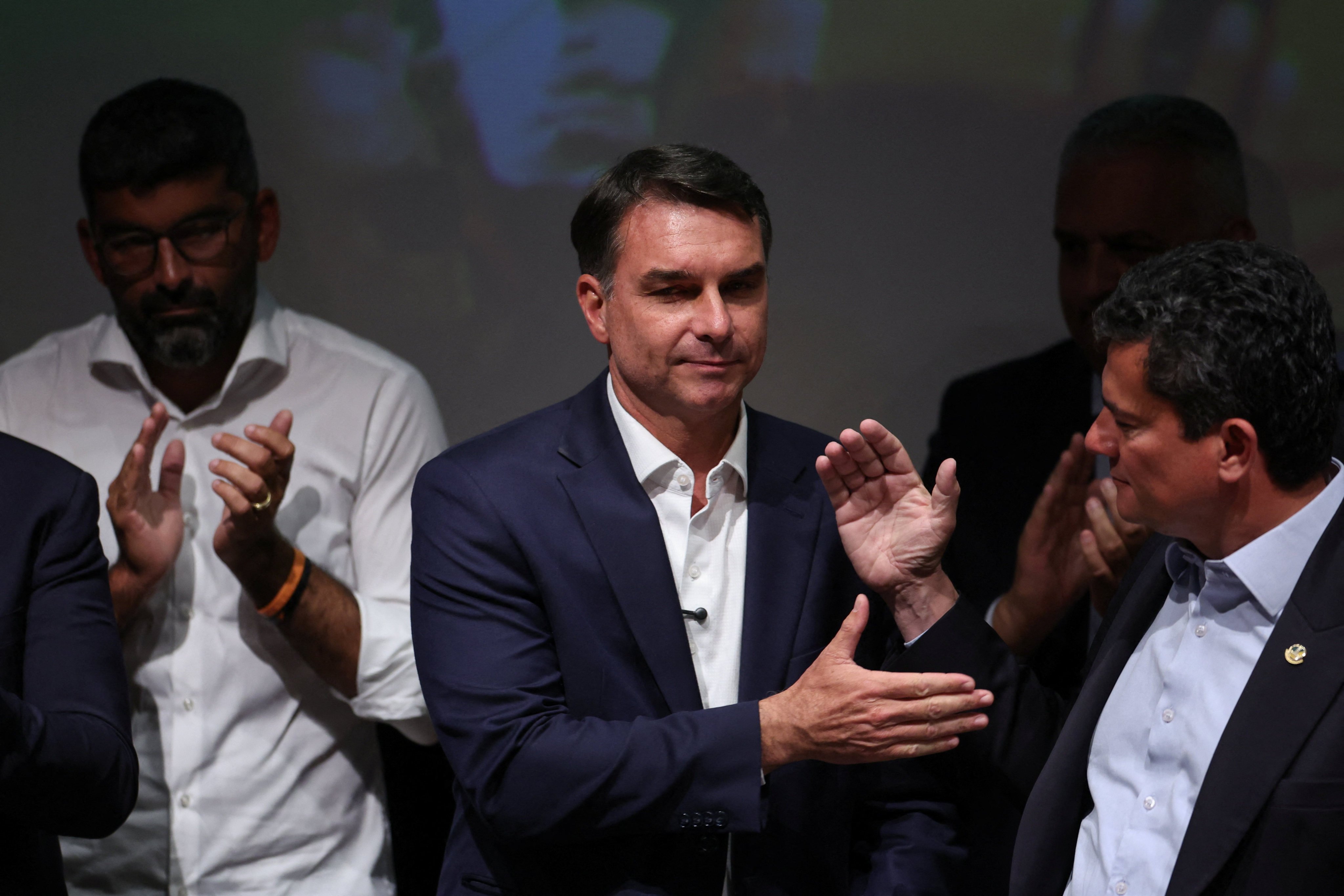 Brazilian presidential candidate Flavio Bolsonaro attends a meeting with elected governors, ahead of the run-off election in Brasilia, Brazil on Thursday. Photo: Reuters