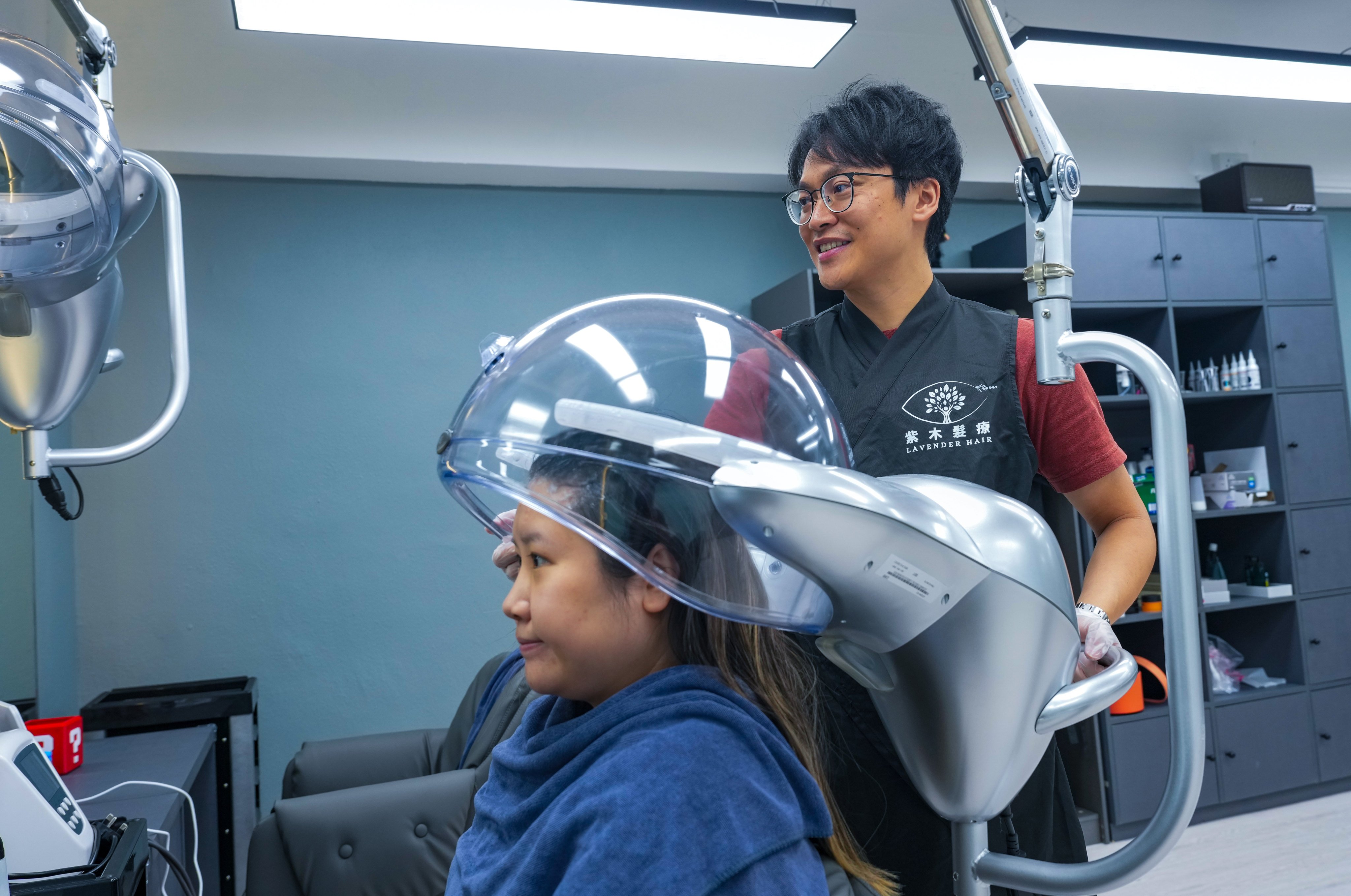 Former marketer Terrence Wu made a mid-career switch to become a scalp therapist. He works at Lavender Hair salon in Tsim Sha Tsui. Photo: Dickson Lee