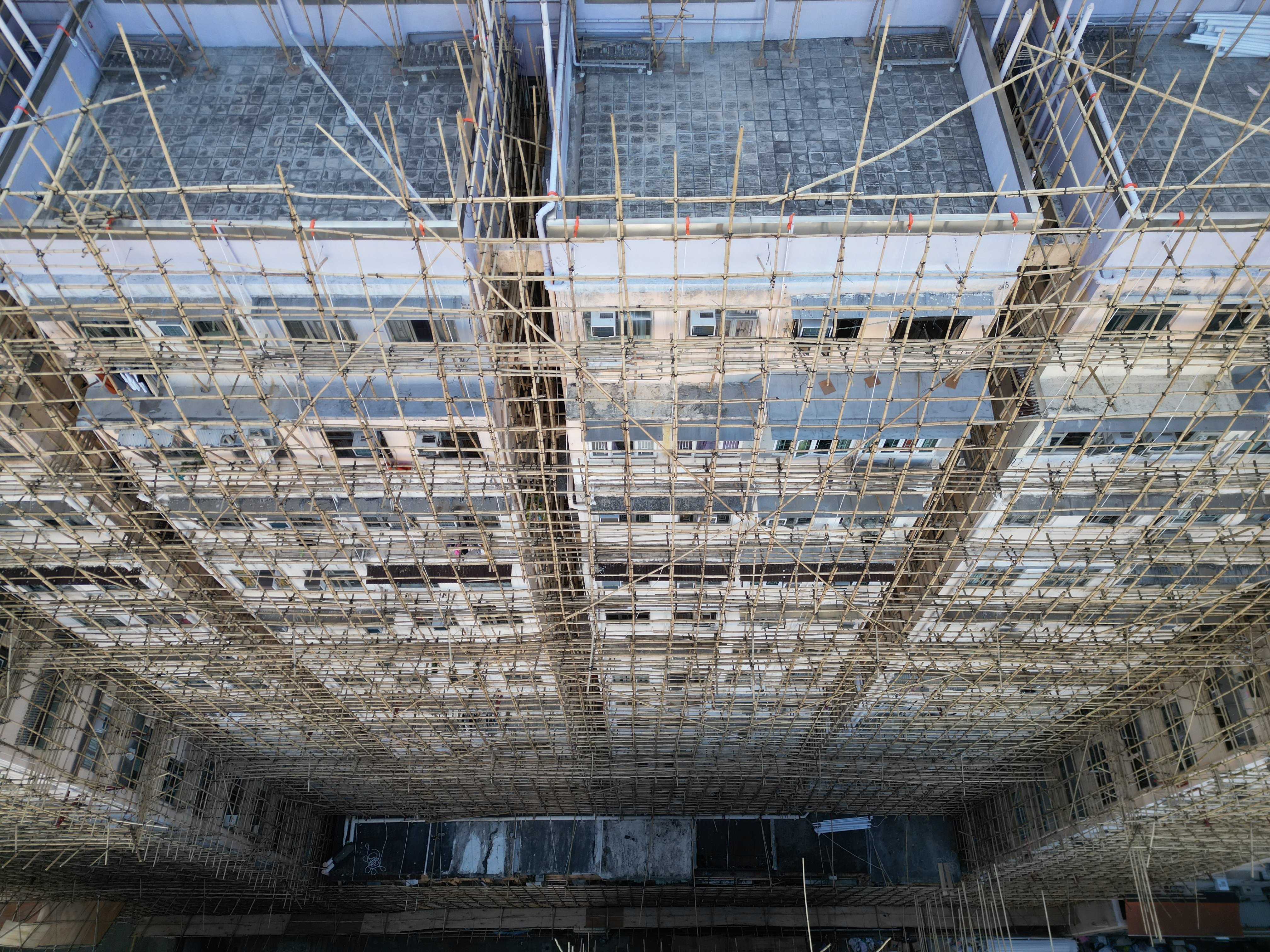 Bamboo scaffolding outside Tai On Building in Sai Wan Ho. Photo: Sam Tsang