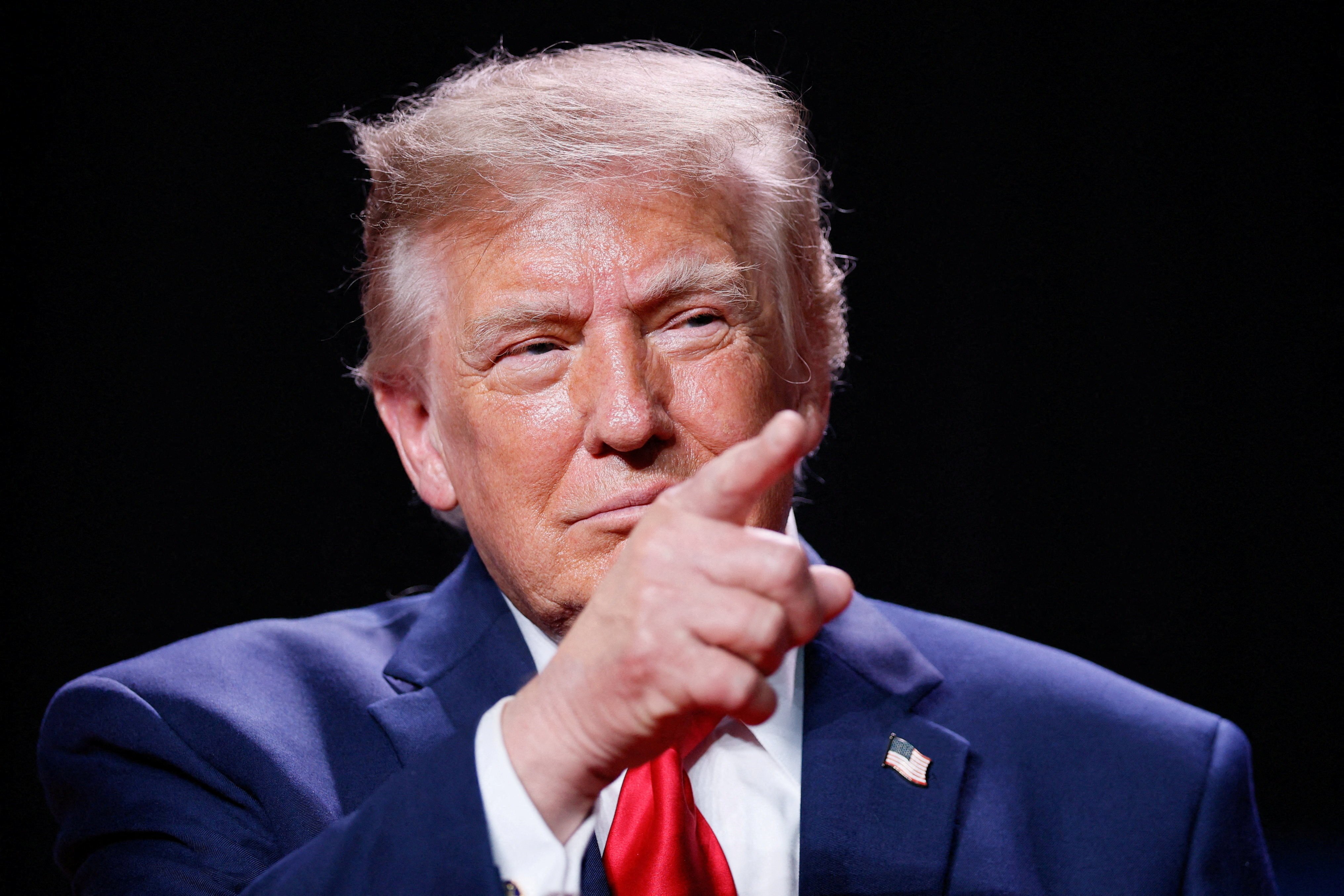 US President Donald Trump points during a campaign rally in San Antonio, Texas, on Wednesday. Photo: Reuters
