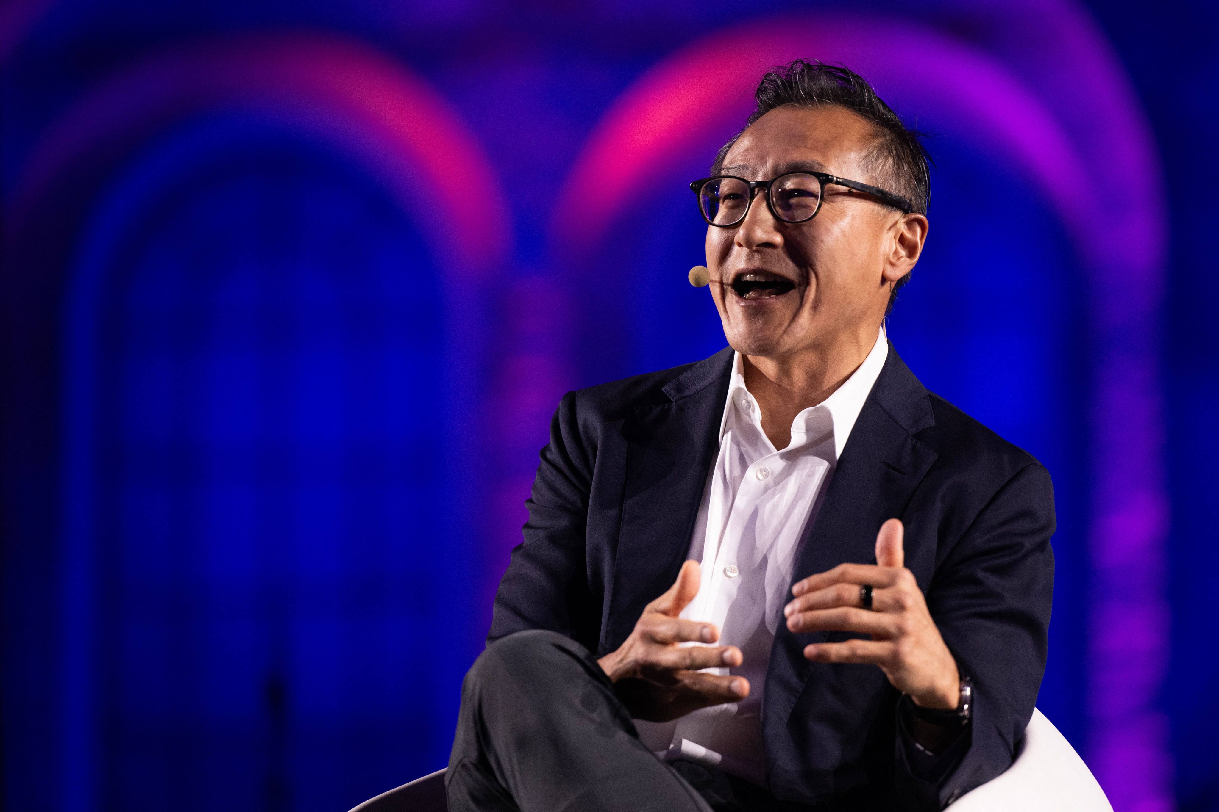 Alibaba Group chairman Joe Tsai speaks on stage during the Wave event in Turin, northern Italy, on Wednesday. Photo: AFP
