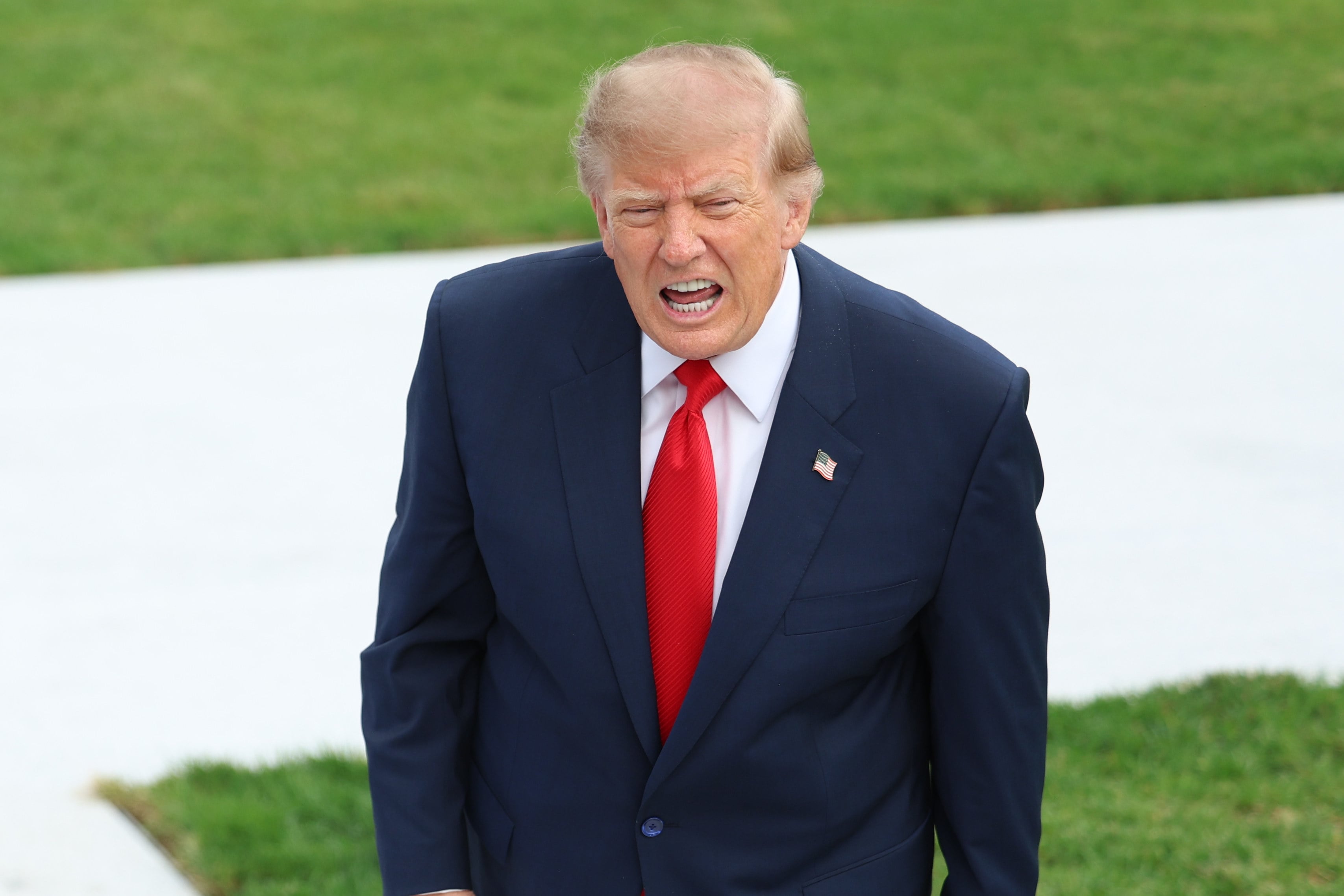 US President Donald Trump speaks to reporters on the South Lawn of the White House in Washington on Friday. Photo: AP