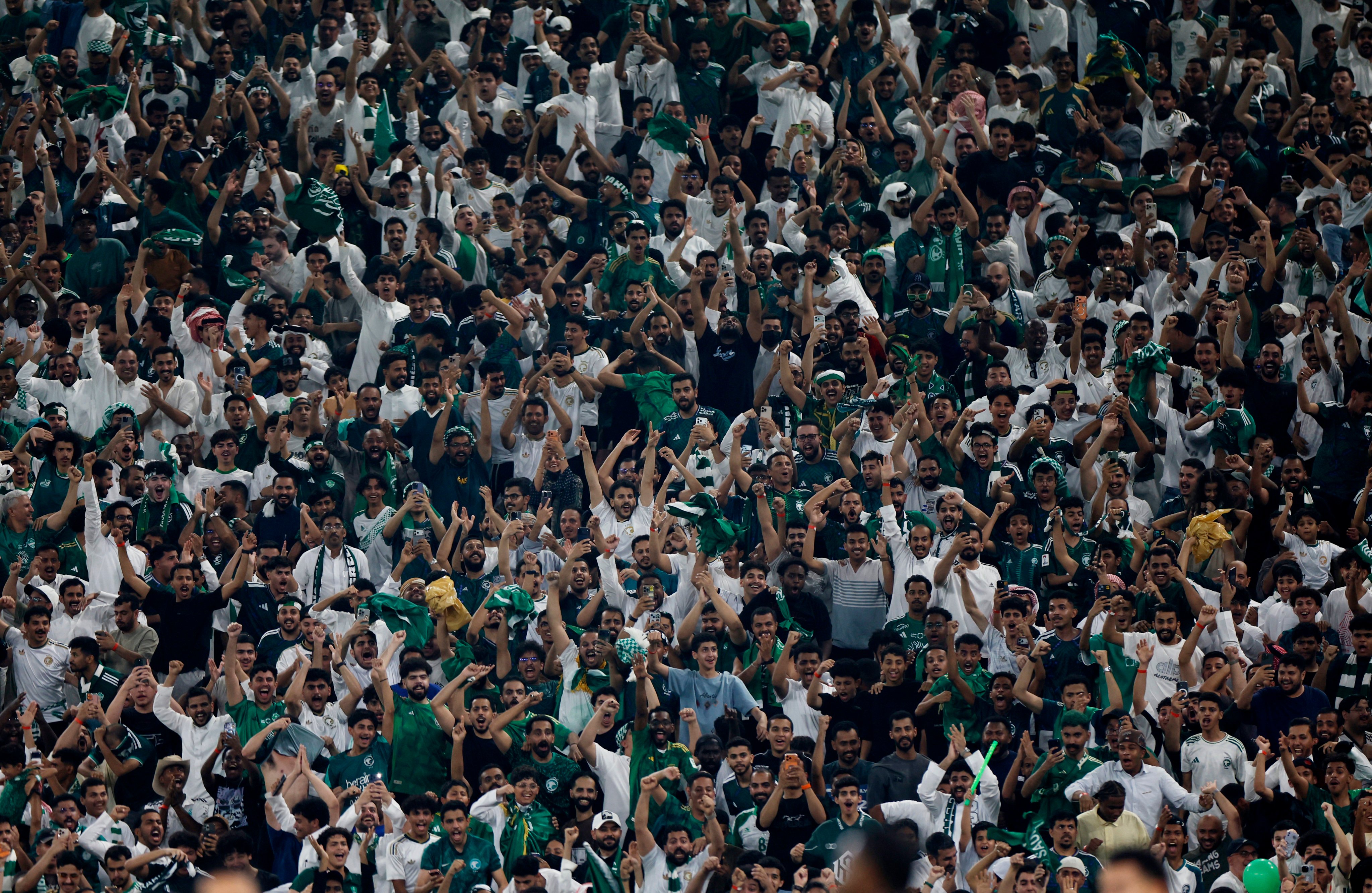 Saudi Arabia fans inside the King Abdullah Sports City Stadium before the Gulf Cup final in Jeddah, Saudi Arabia, on Tuesday. Photo: Reuters