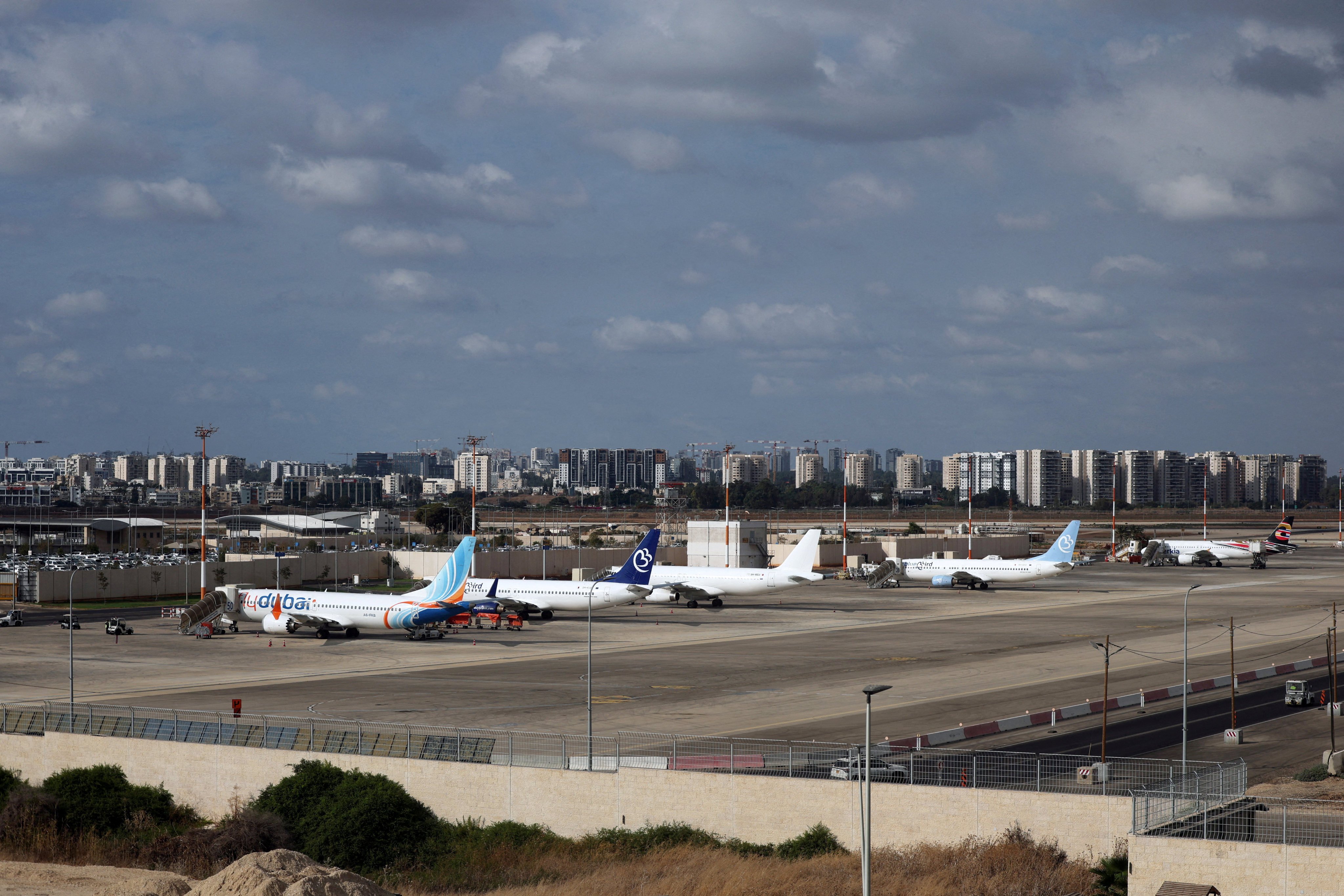 Planes sit on the tarmac at Ben Gurion International Airport in Israel on September 30 after a Flydubai aircraft bound for Israel was diverted to Saudi Arabia. Photo: Reuters