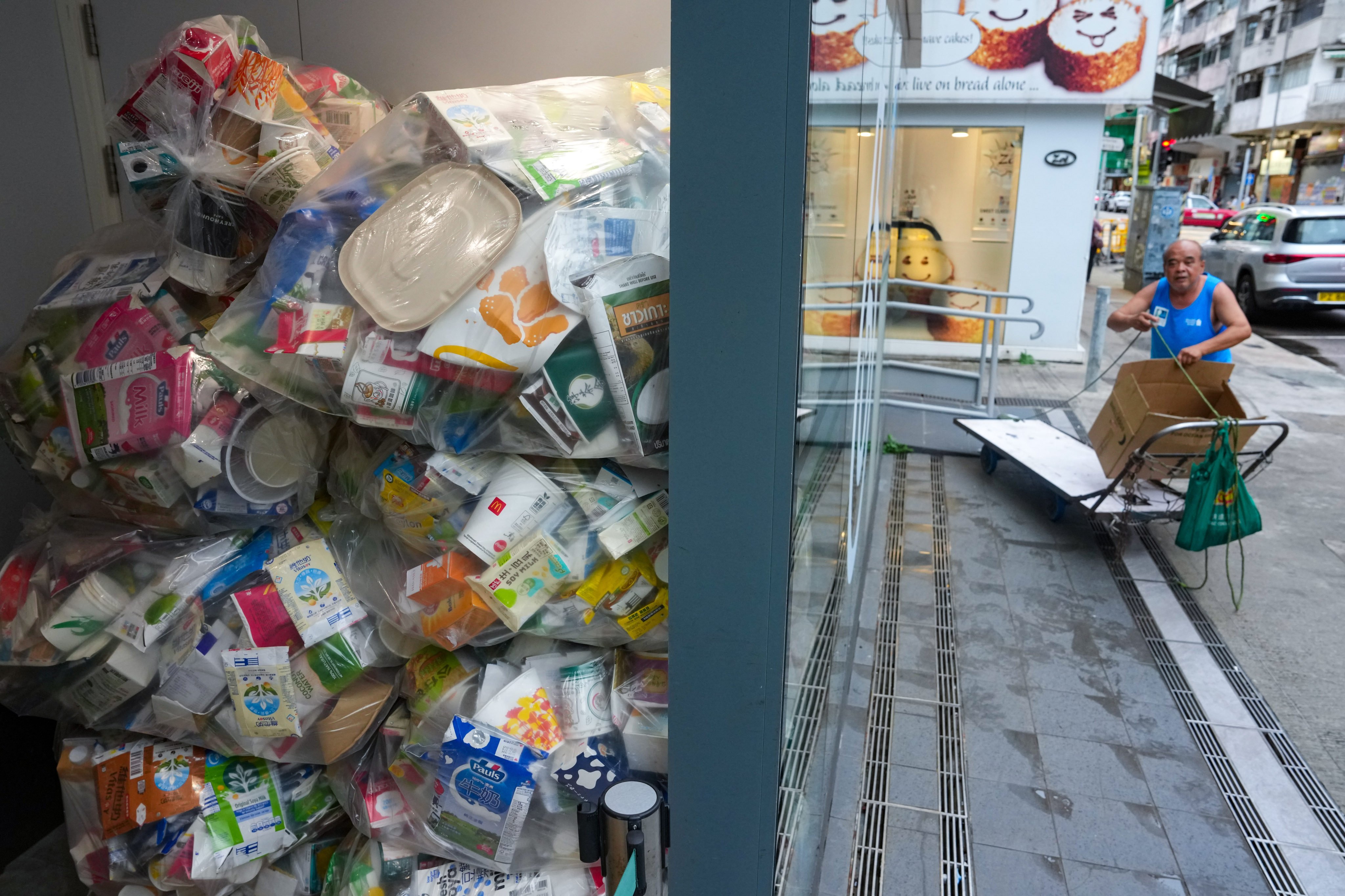 Recyclable waste is collected at a store in Kowloon City. Photo: Sam Tsang