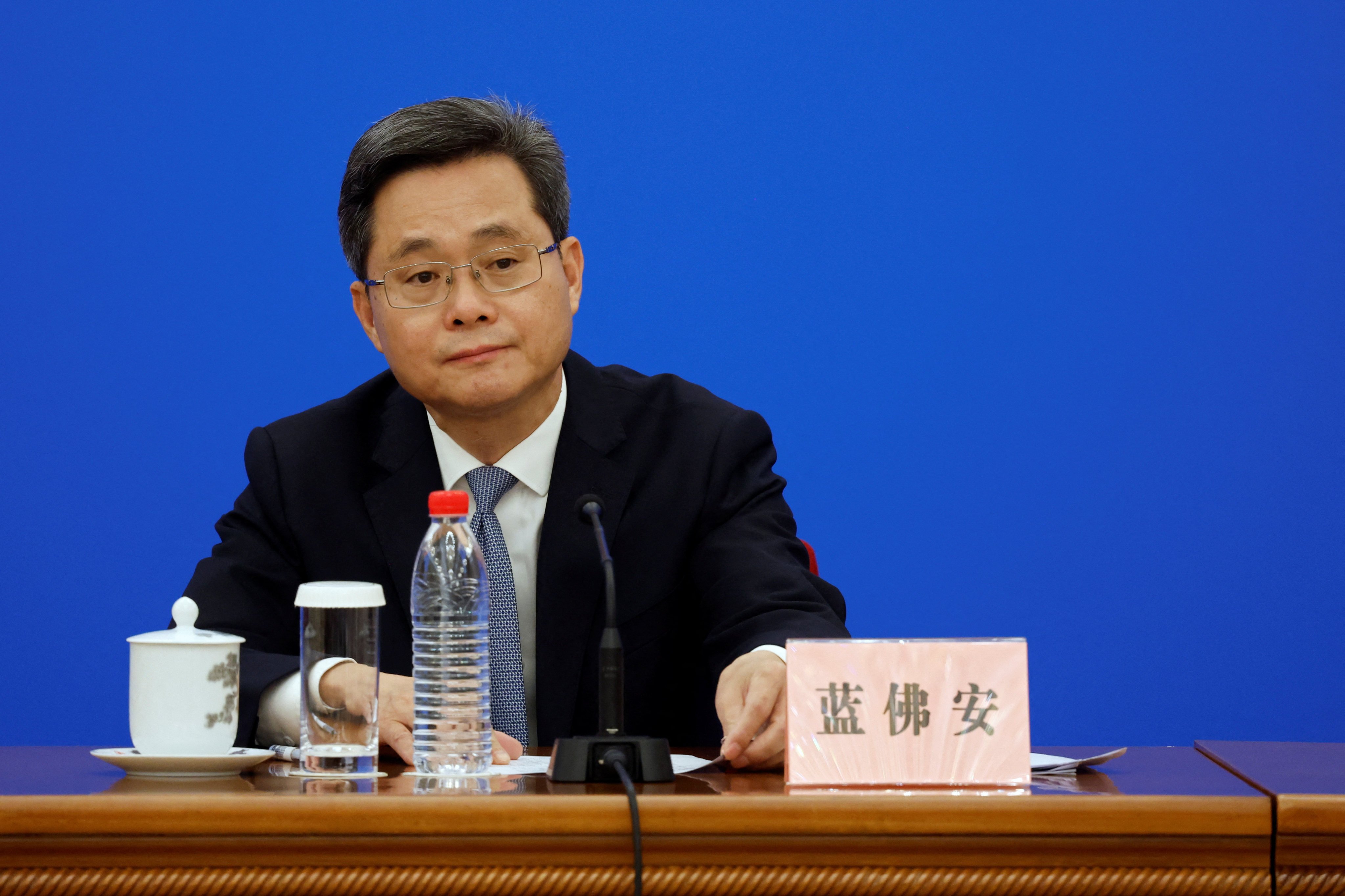 Chinese Finance Minister Lan Foan attends a press conference about a bill on raising ceilings on local government debt, at the Great Hall of the People in Beijing, on November 8, 2024. Lan’s latest article, published in the Communist Party’s leading theoretical journal, Qiushi, sheds light on Beijing’s fiscal direction. Photo: Reuters