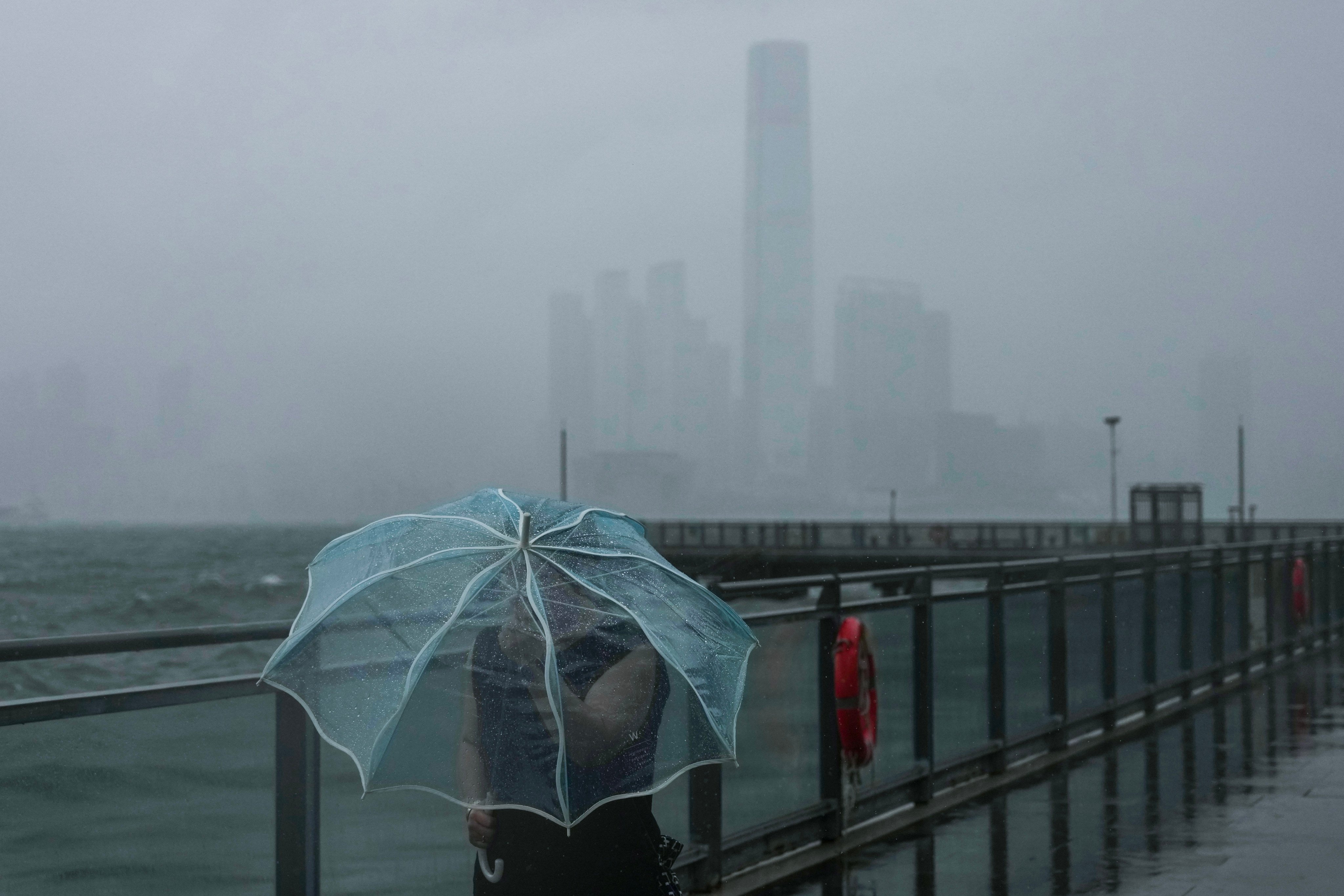 Belcher Bay promenade in Kennedy Town during Super Typhoon Noul in July. Photo: Karma Lo