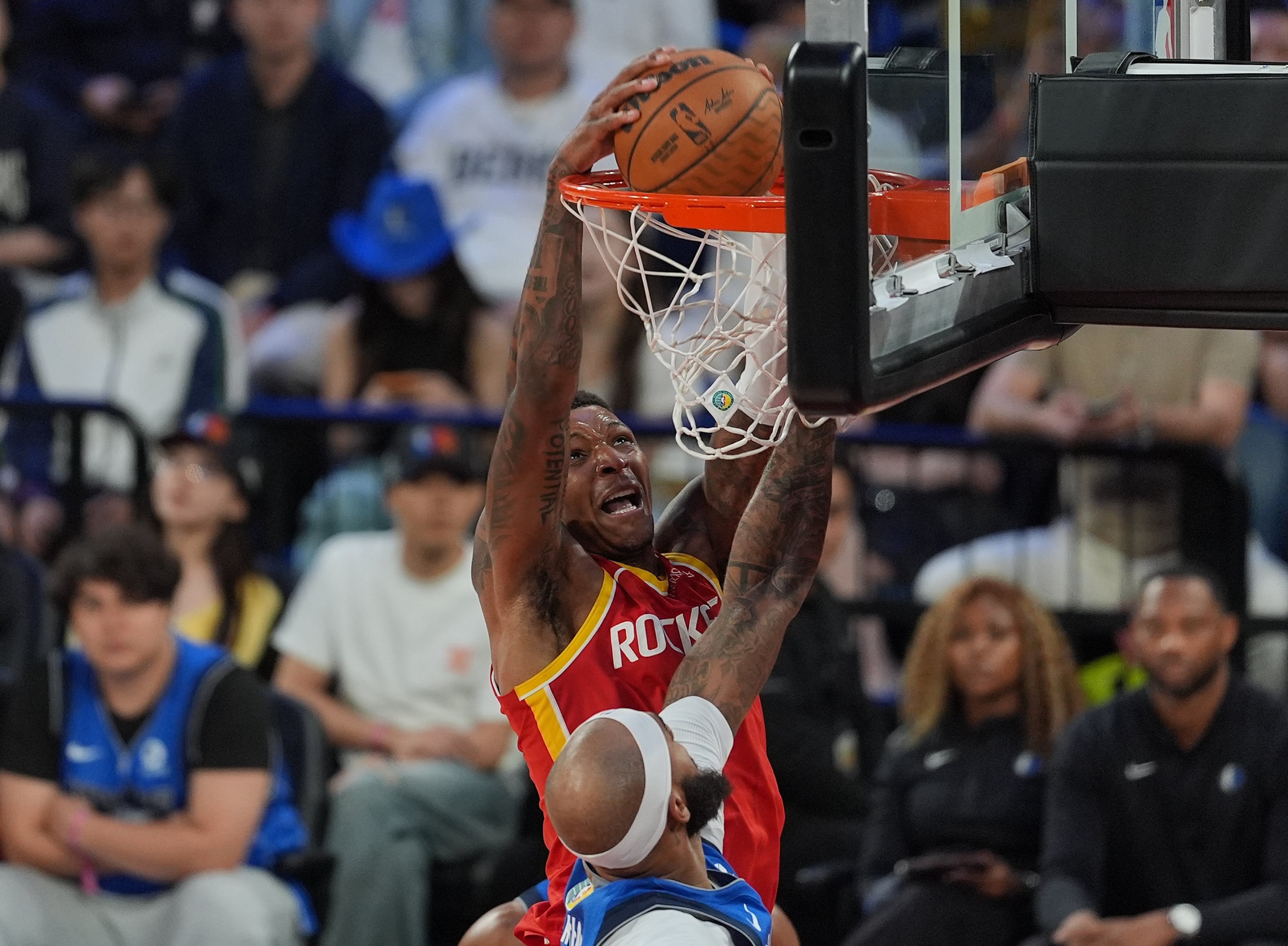 The Houston Rocket’s Jabari Smith Jr in action during his side’s first NBA China Game against the Dallas Mavericks at The Venetian Arena. Photo: Elson Li