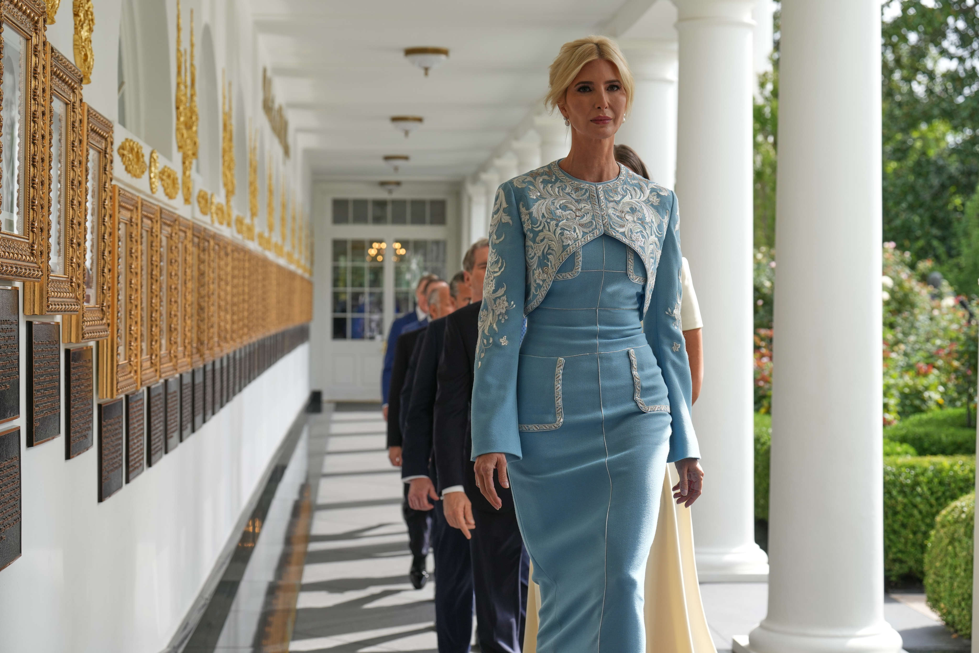 Ivanka Trump in her Guo Pei outfit at the White House last month. Photo: AP