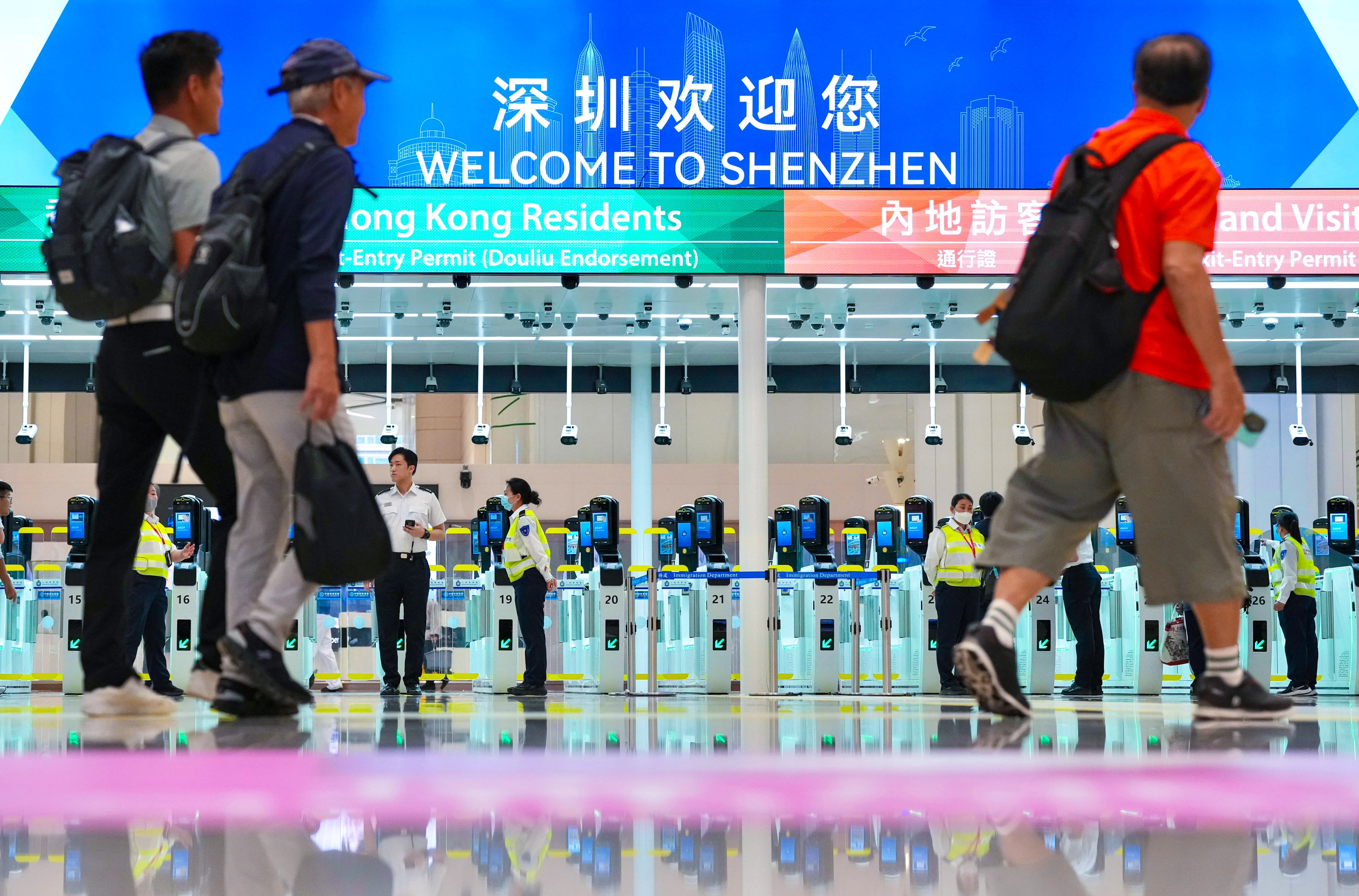 Travellers check out the new crossing. Photo: Karma Lo
