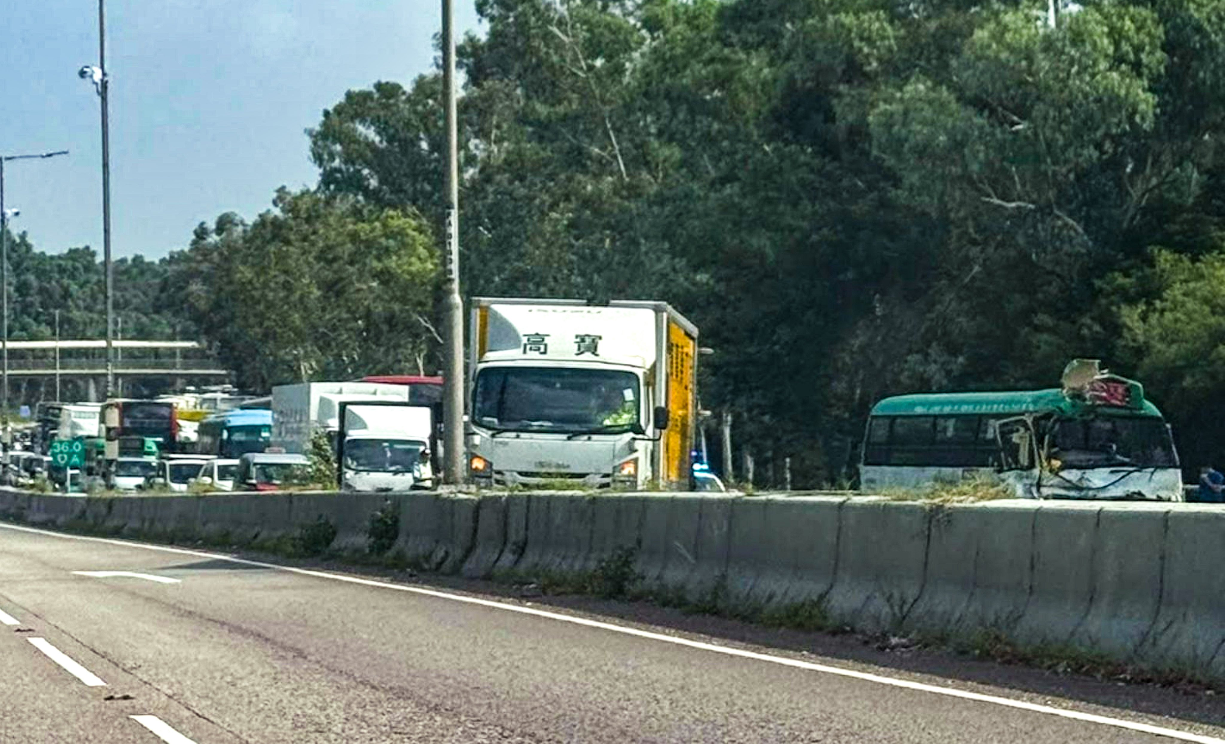 The accident prompted the closure of two lanes, causing a huge jam. Photo: Handout