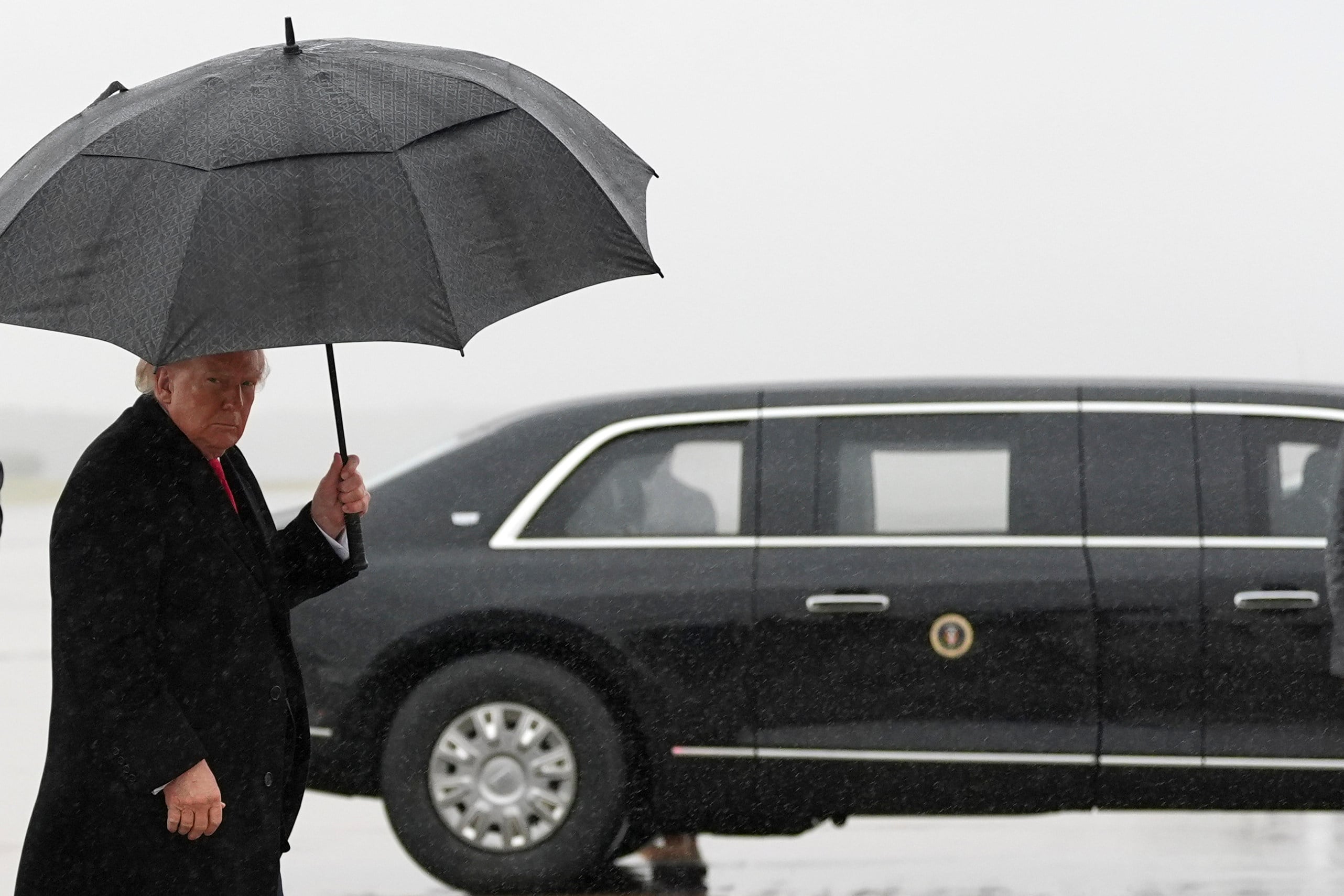 US President Donald Trump in Fort Campbell, Kentucky on Saturday. Photo: AP