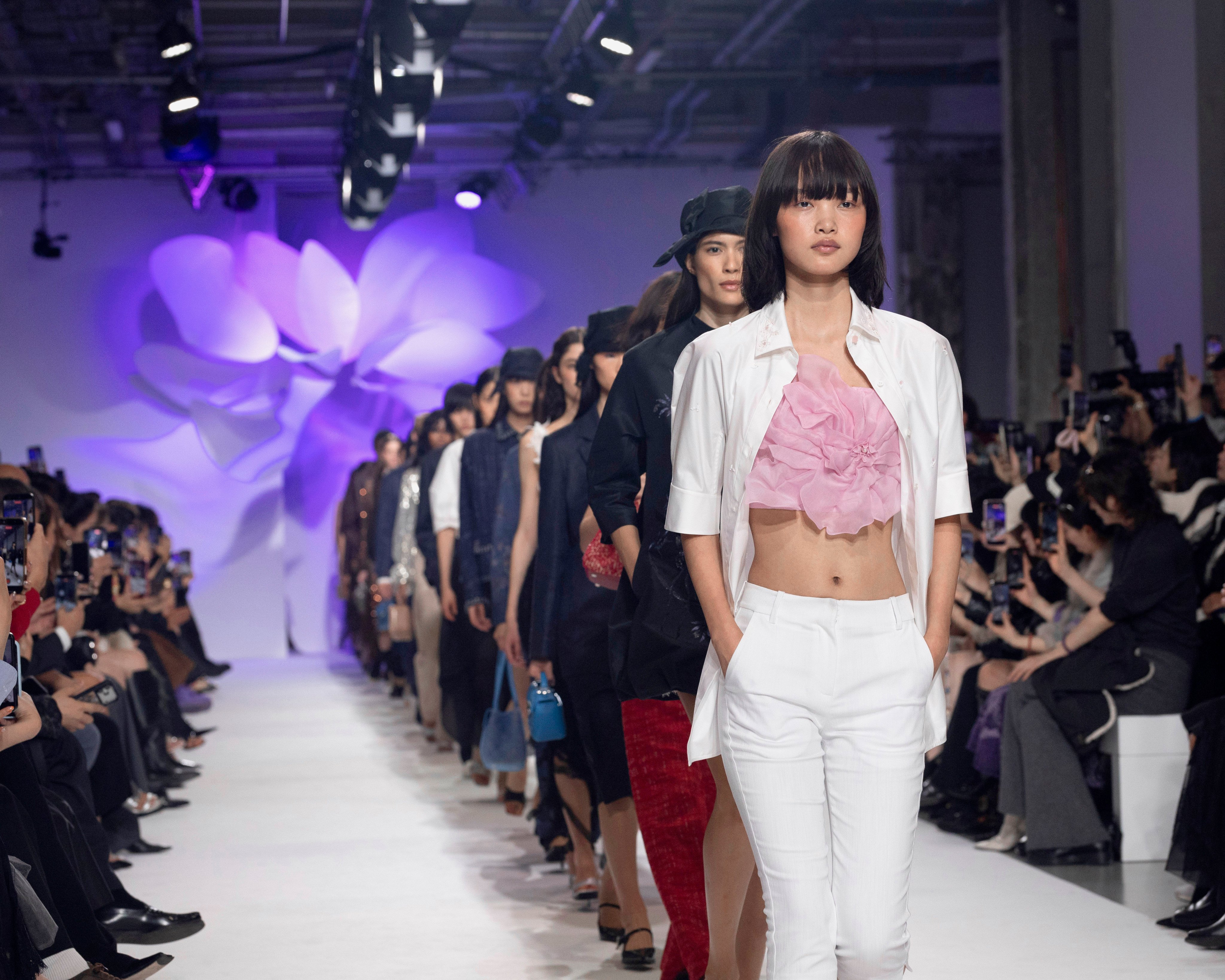 For its spring/summer 2027 collection shown at Paris Fashion Week, Shiatzy Chen blended restraint and bold colours. Photo: Handout