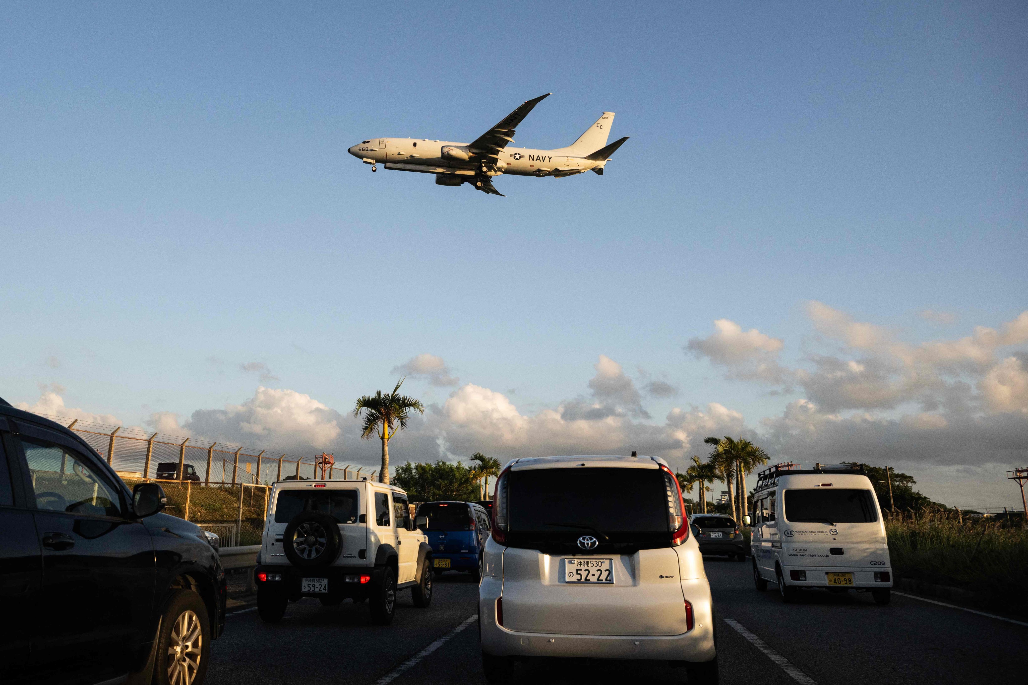 A US Navy jet lands at Kadena Air Base in Okinawa on Friday, as lawmakers call for revisions to the US-Japan military pact following an alleged murder by an American marine. Photo: AFP