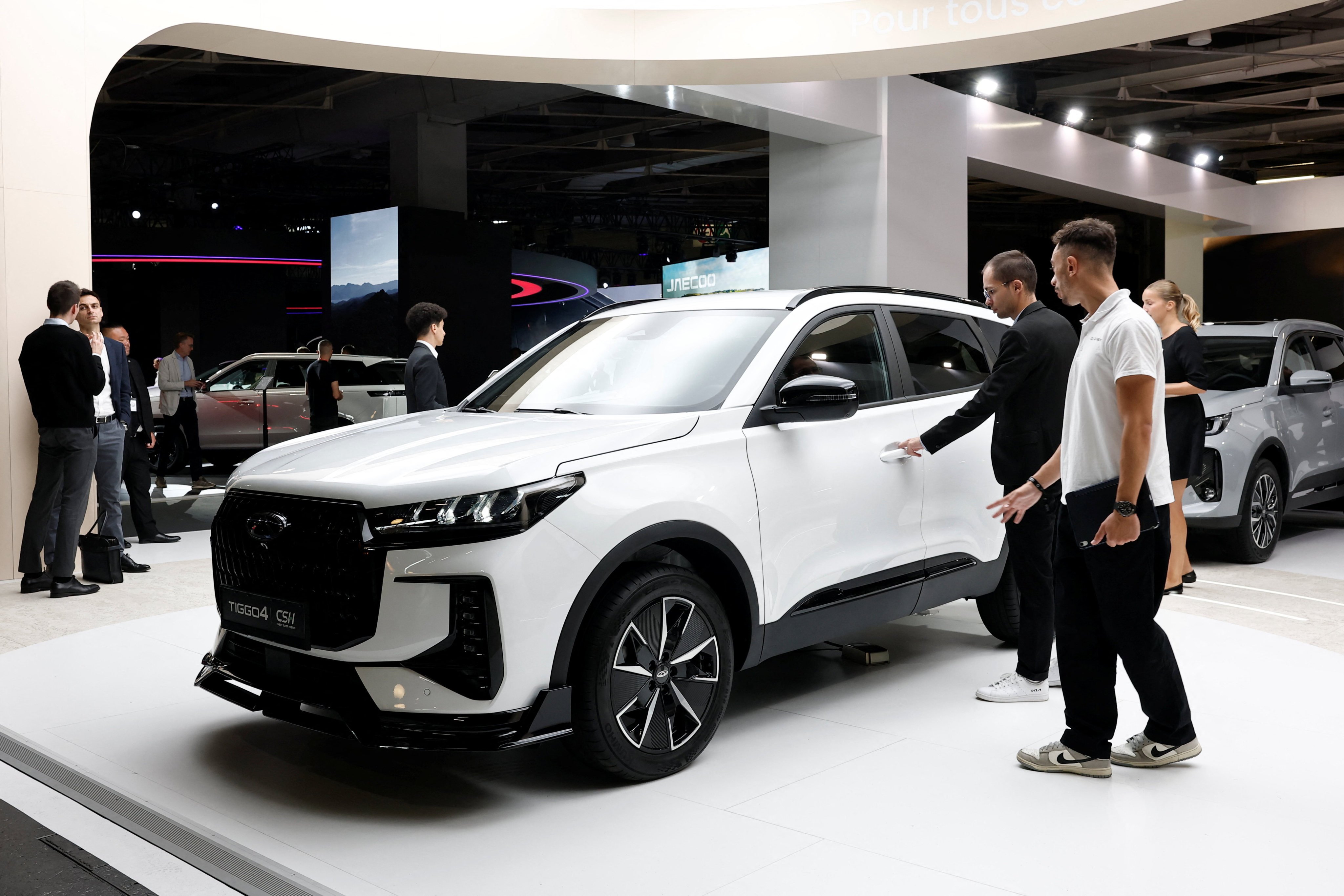 A Chery Tiggo 4 CSH on display at the Paris Motor Show on Monday. Photo: Reuters