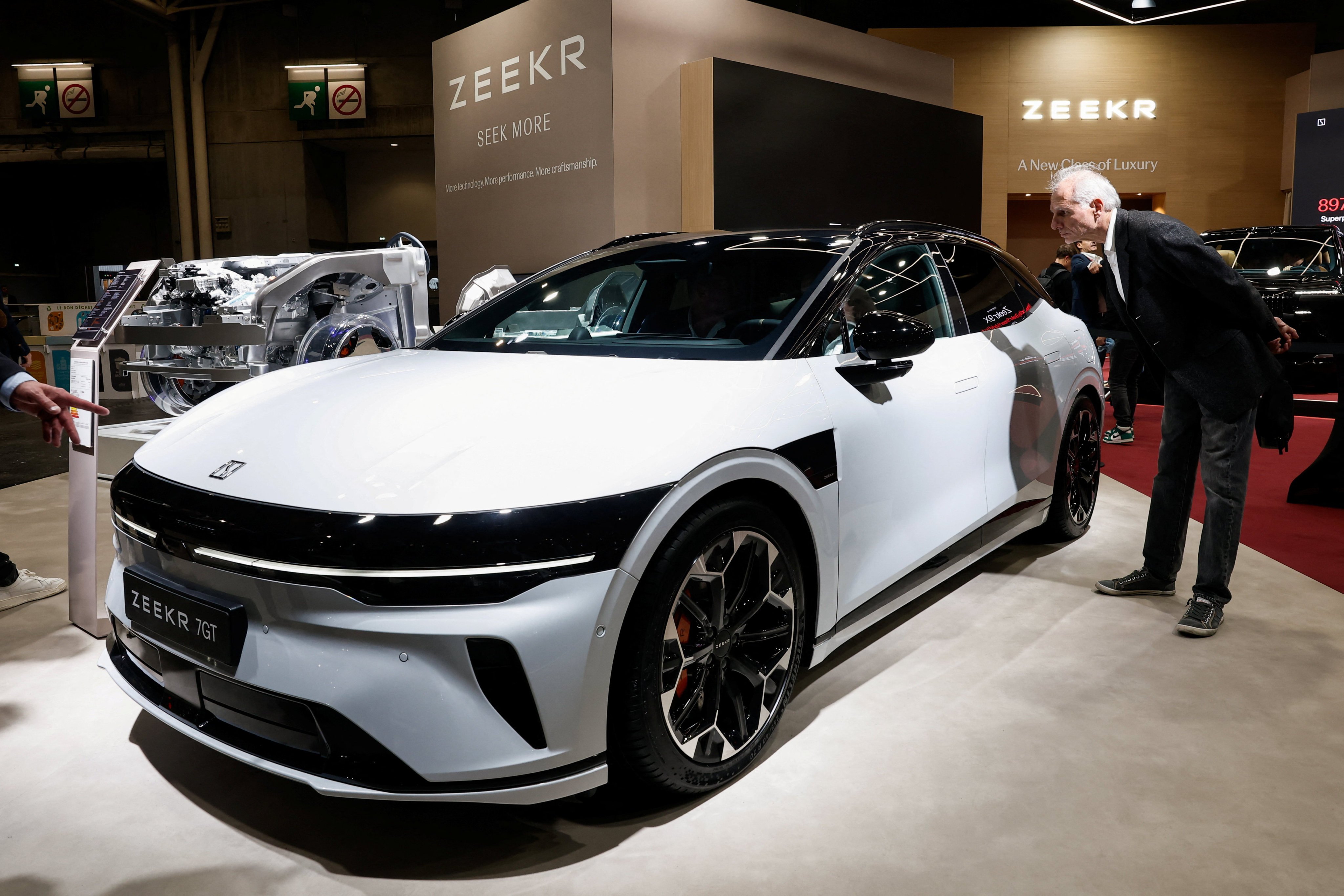 A Zeekr 7GT on display at the Paris Motor Show on Monday. Photo: Reuters
