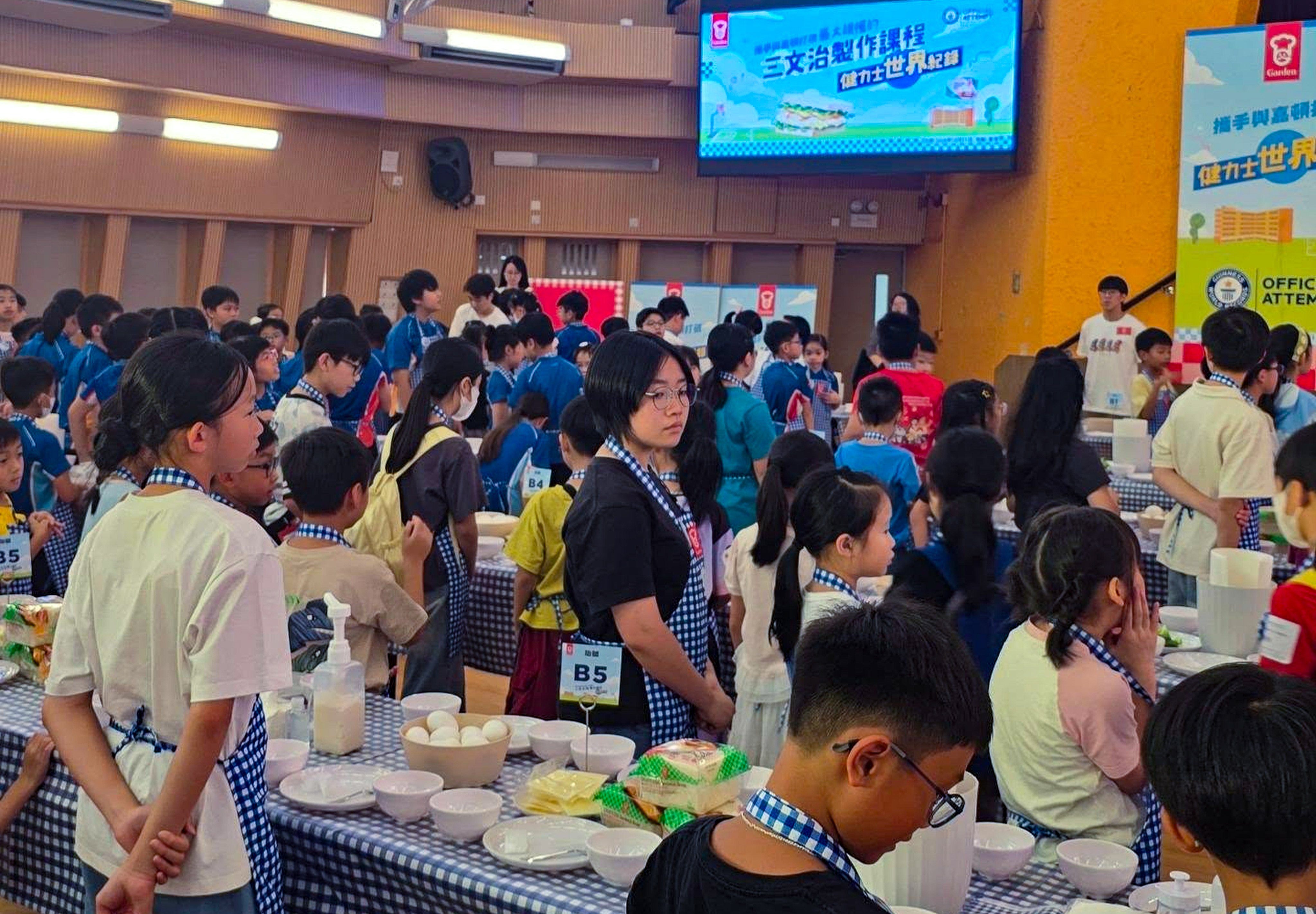 More than 700 students were involved in the mass sandwich-making class organised by the Garden Company. Photo: Handout