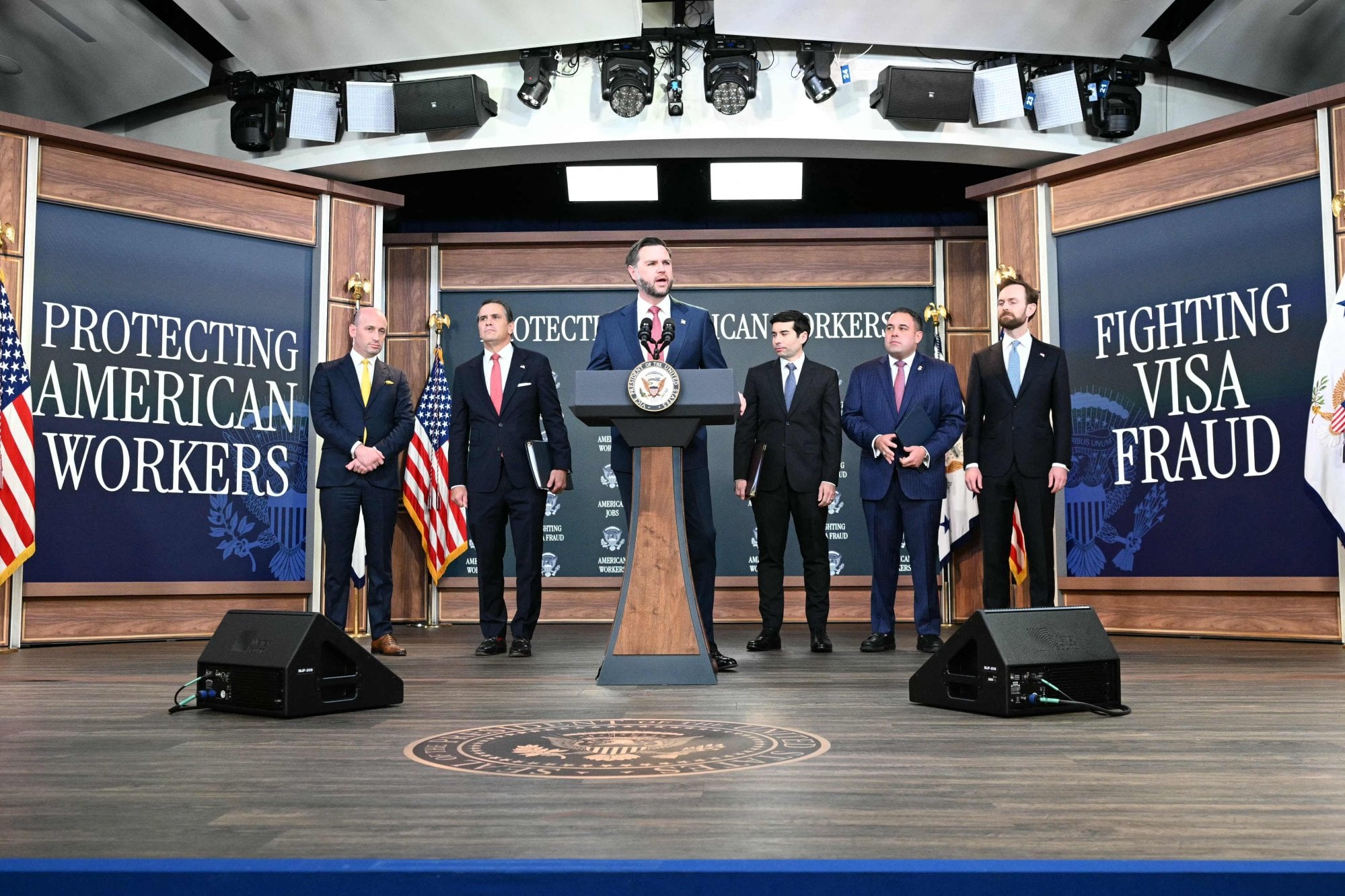 US Vice-President J.D. Vance speaks at a press conference on alleged fraud and abuse in the H-1B visa programme in Washington on October 8. Photo: AFP US Vice-President J.D. Vance speaks at a press conference on alleged fraud and abuse in the H-1B visa programme in Washington on October 8. Photo: AFP