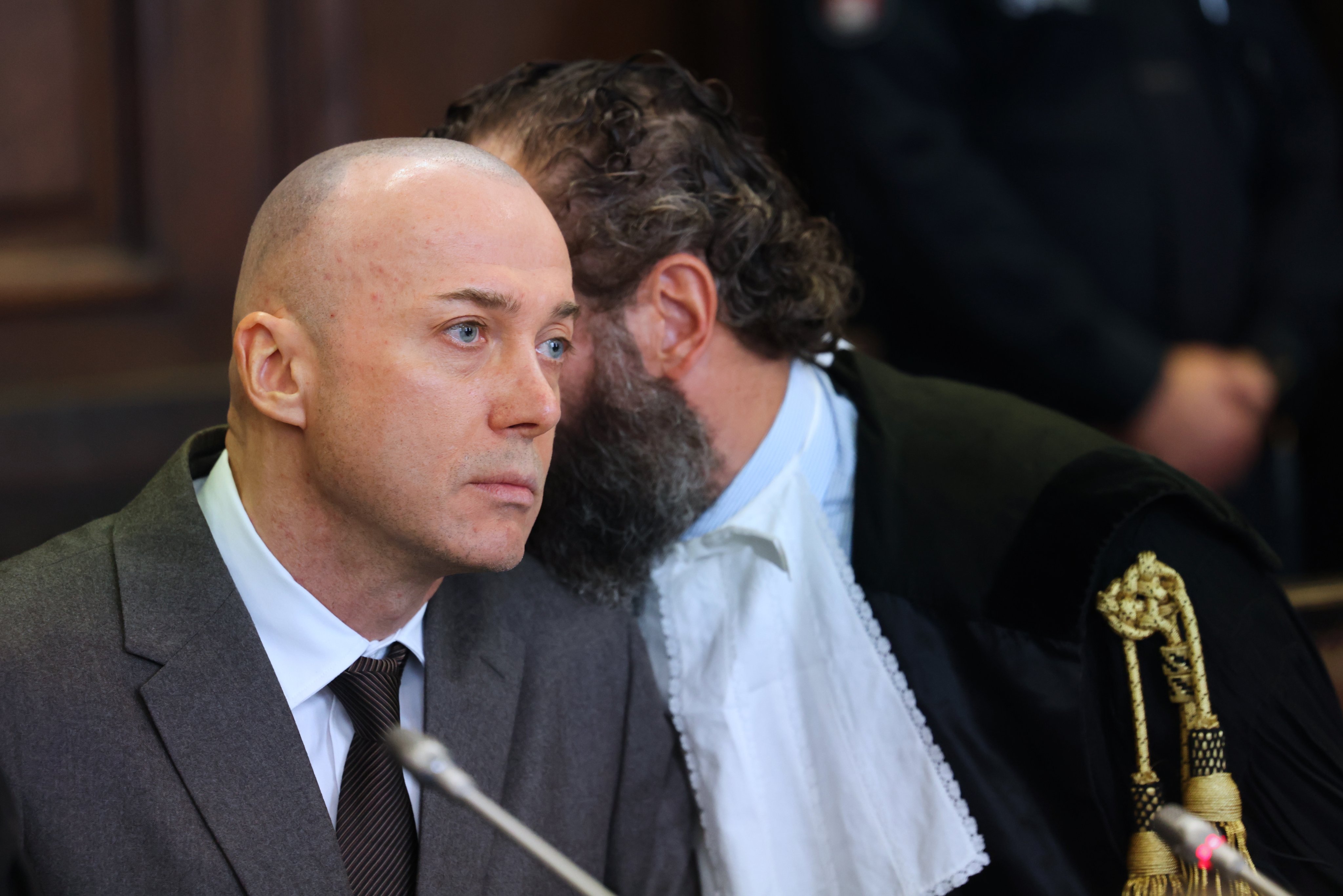 Former Ukrainian army officer Serhii Kuznietsov attends his trial over the Nord Stream pipeline bombings, in Hamurg, Germany, on Wednesday. Photo: EPA