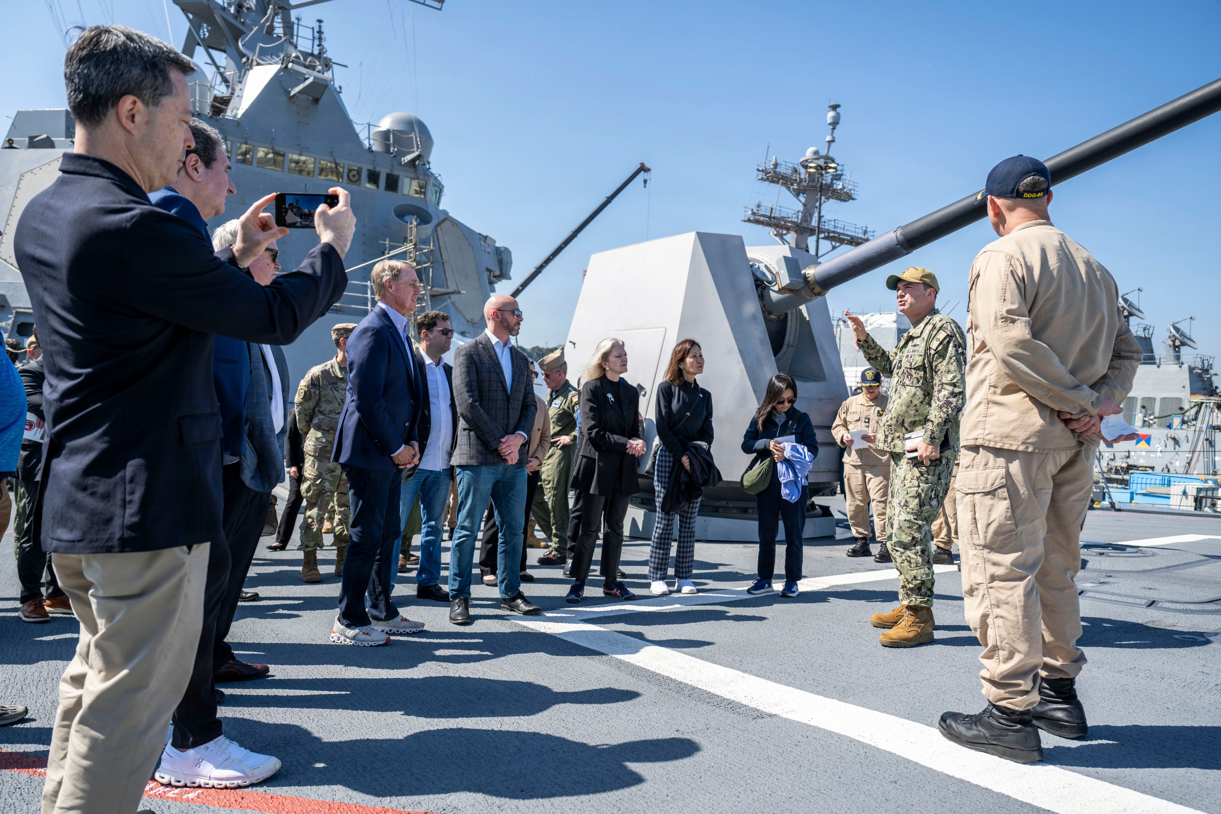 Admiral Samuel Paparo, commander of US Indo-Pacific Command (second from right), briefs senior American officials at the US naval base in Yokosuka, Japan, on October 9. Photo: Handout