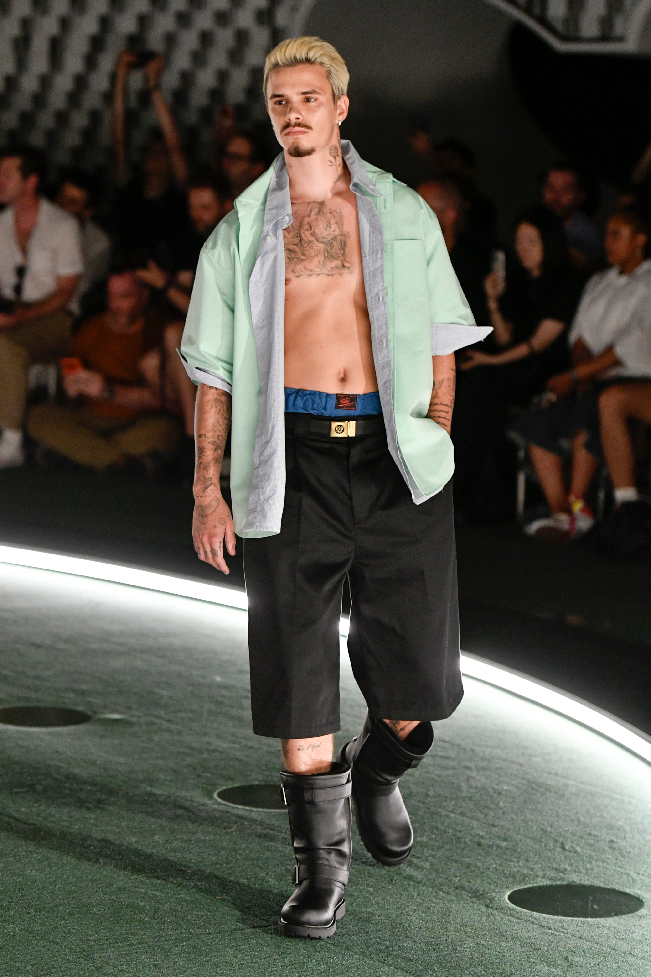 Romeo Beckham brought his 'couldn't care less' attitude to the Willy Chavarria men’s spring/summer 2027 show this summer. Photo: Getty Images
