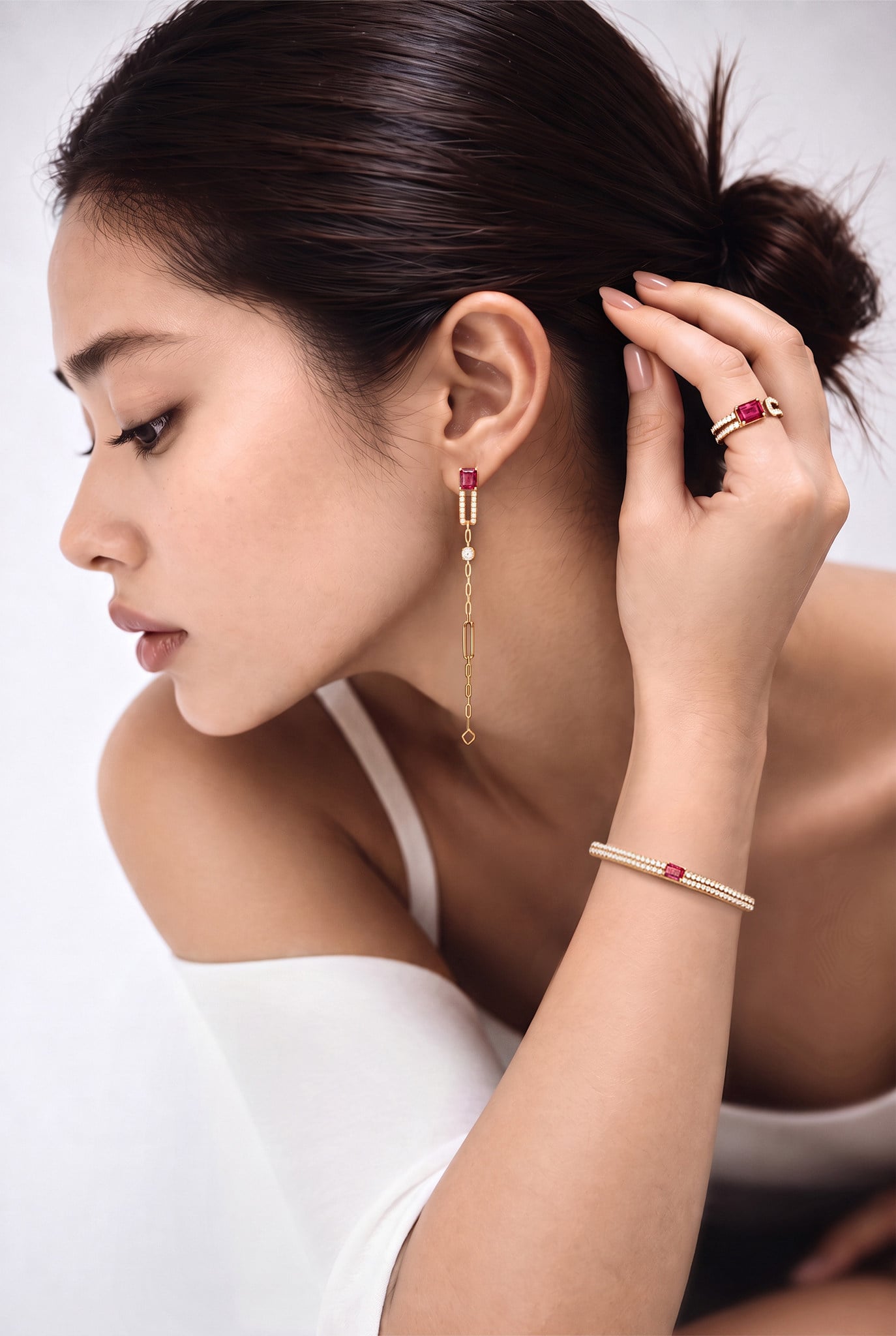 The Pure Edge collection by King Fook Jewellery showcases designs featuring geometric-cut gemstones. Photo: Handout