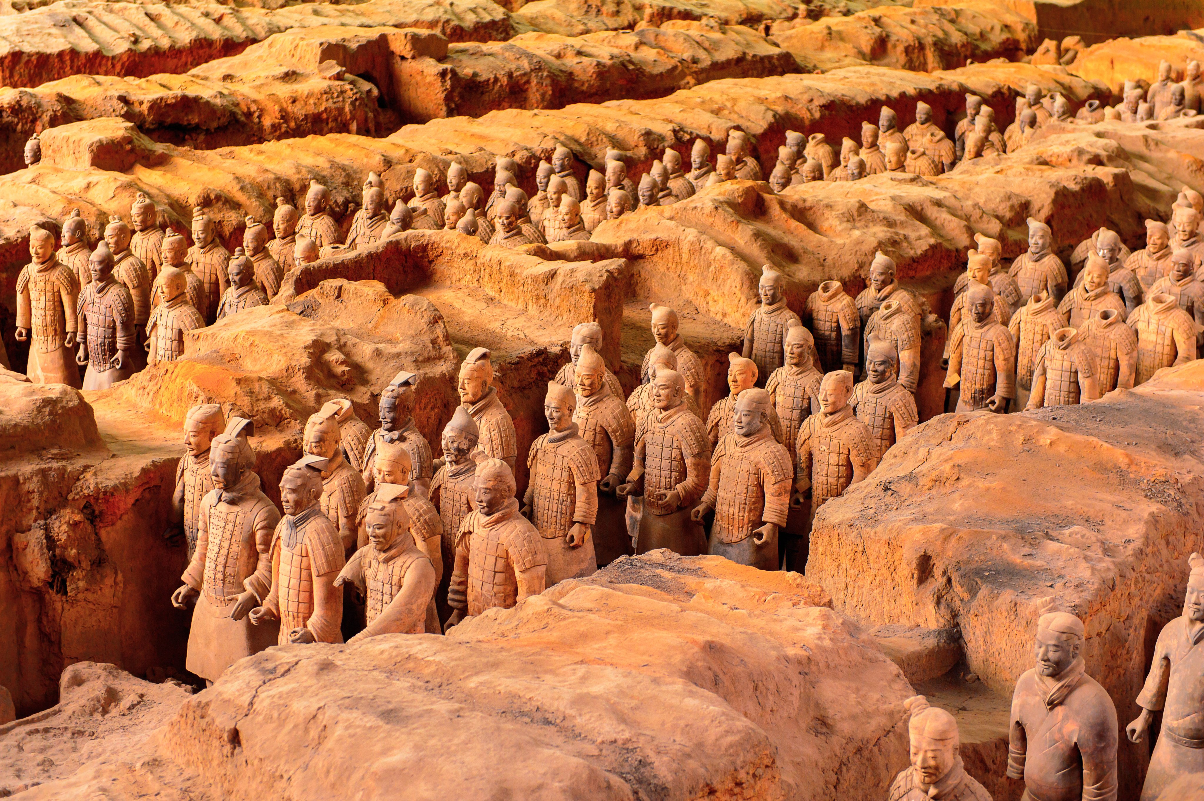 Terracotta Army sculptures depicting the armies of Qin Shi Huang. China’s first emperor was buried after his death in 210BC with clay warriors, following the official abolition of human sacrifice in China in 384BC. Photo: Shutterstock