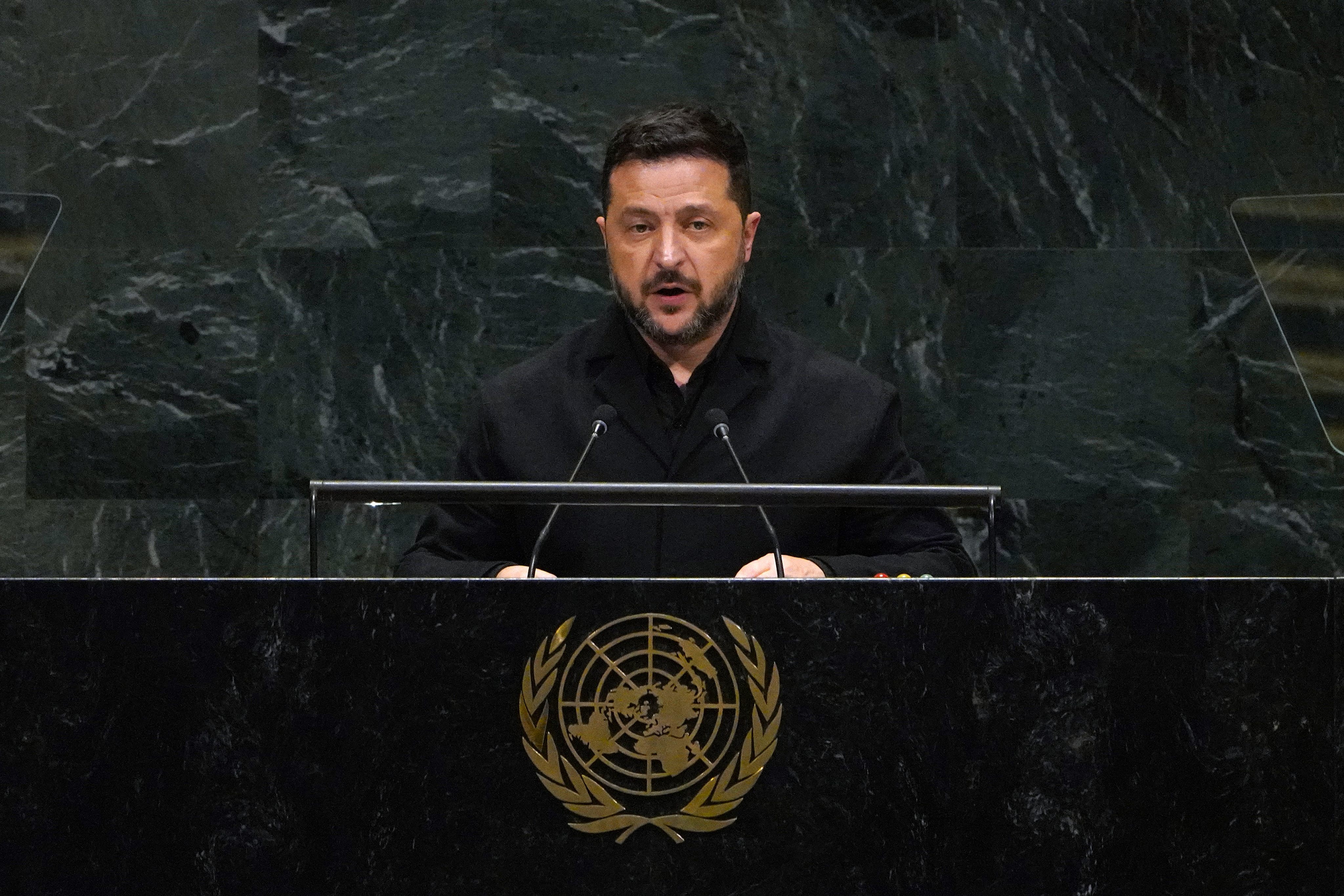 Ukrainian President Volodymyr Zelensky speaks at the UN General Assembly in New York in September. South Korea has pledged to maintain aid to Ukraine despite a diplomatic spat over repatriated North Korean POWs. Photo: Xinhua
