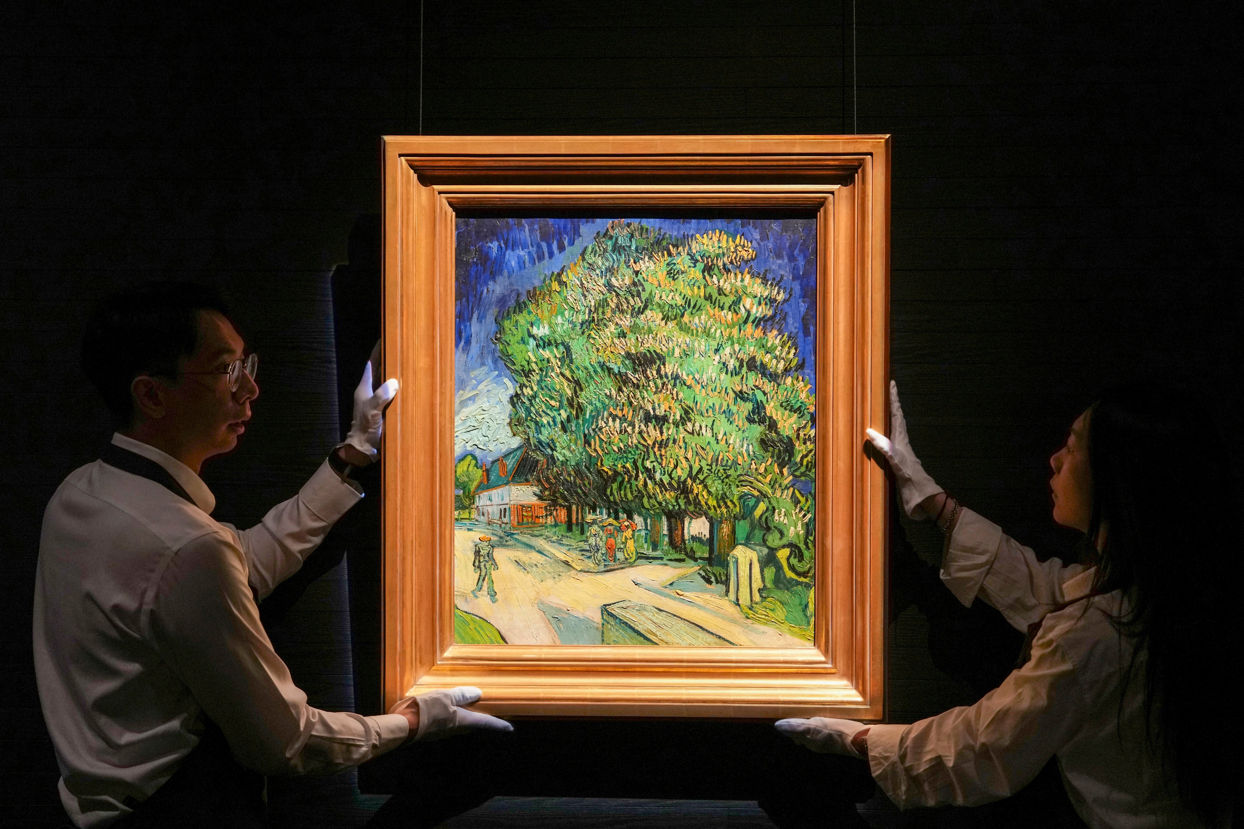 Chataigniers en fleurs (1890), by Vincent van Gogh, with an estimated value of US$180 million, at Sotheby’s Maison, in Central, Hong Kong, on October 13, 2026. The painting will go under the hammer at Sotheby’s New York in November. Photo: Sam Tsang