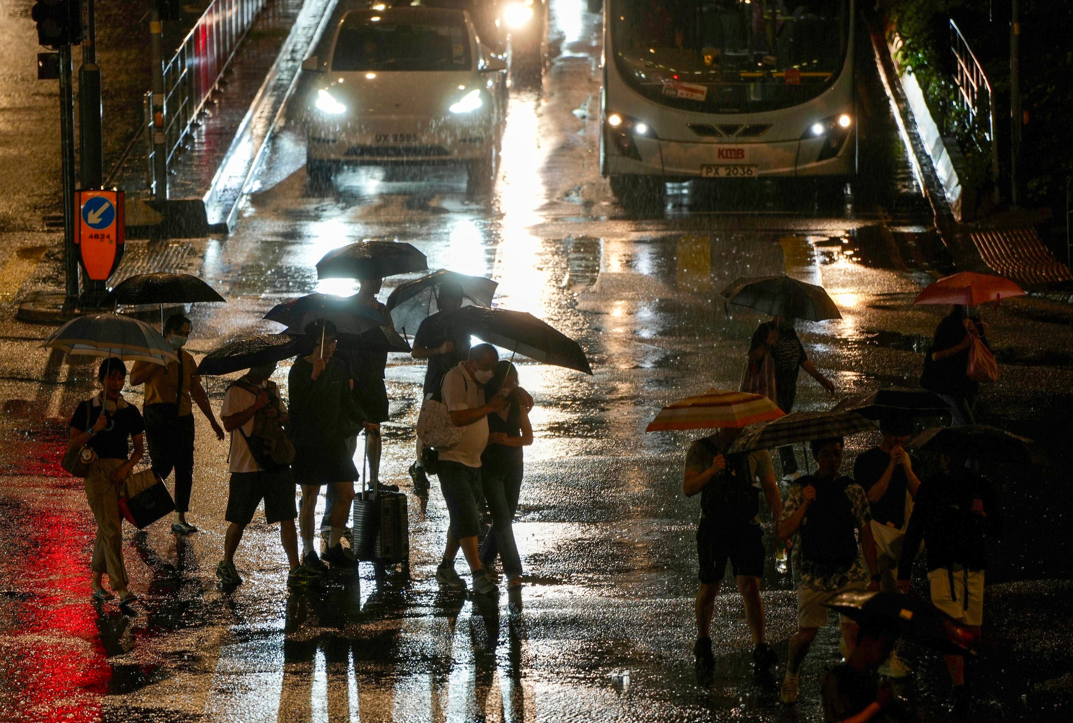 A rainstorm in Sha Tin on June 8, when the Hong Kong Observatory issued the first black rainstorm warning of the year. Photo: Sam Tsang