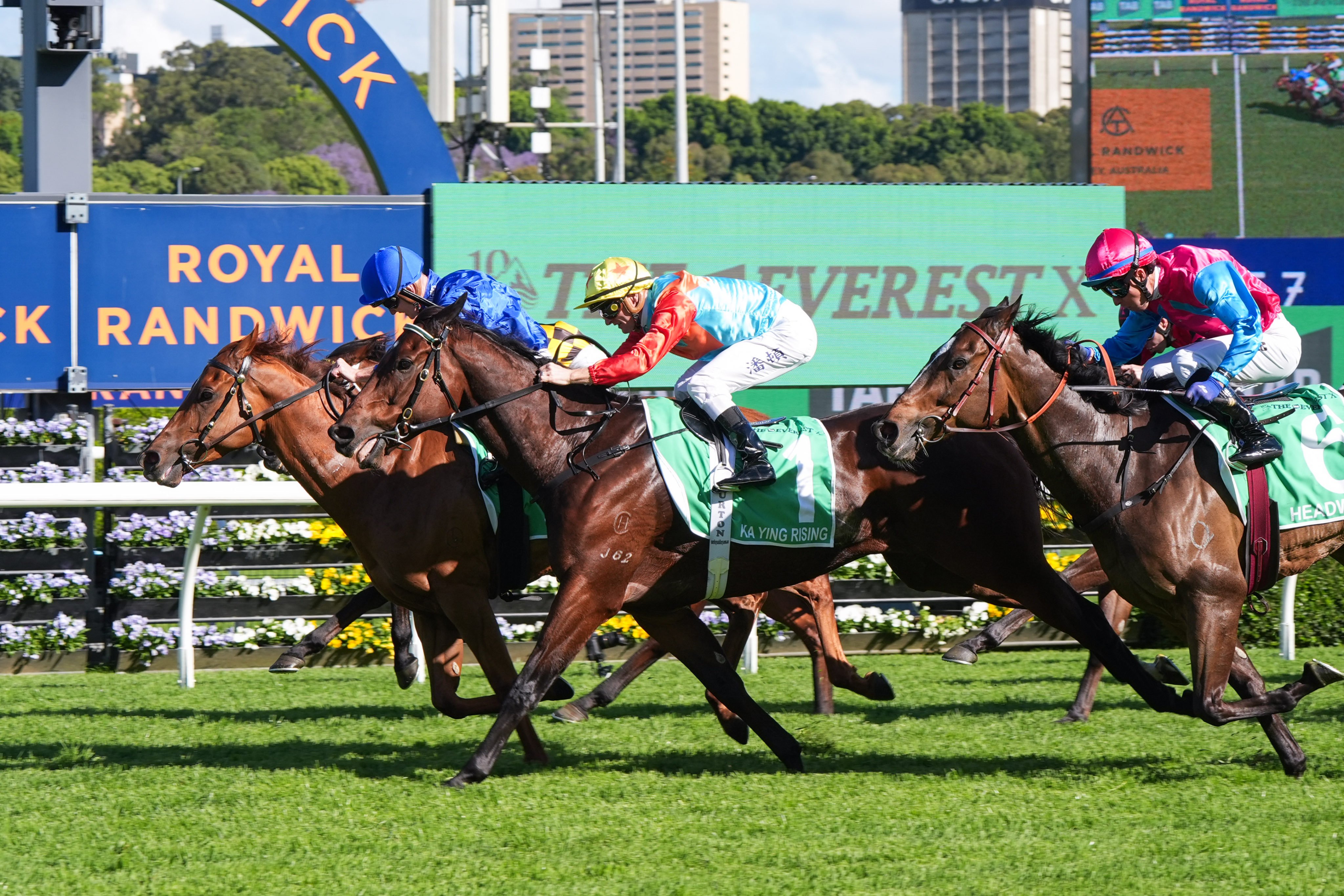 Ka Ying Rising finishes a close second to Tempted in The Everest at Randwick. Photo: HKJC