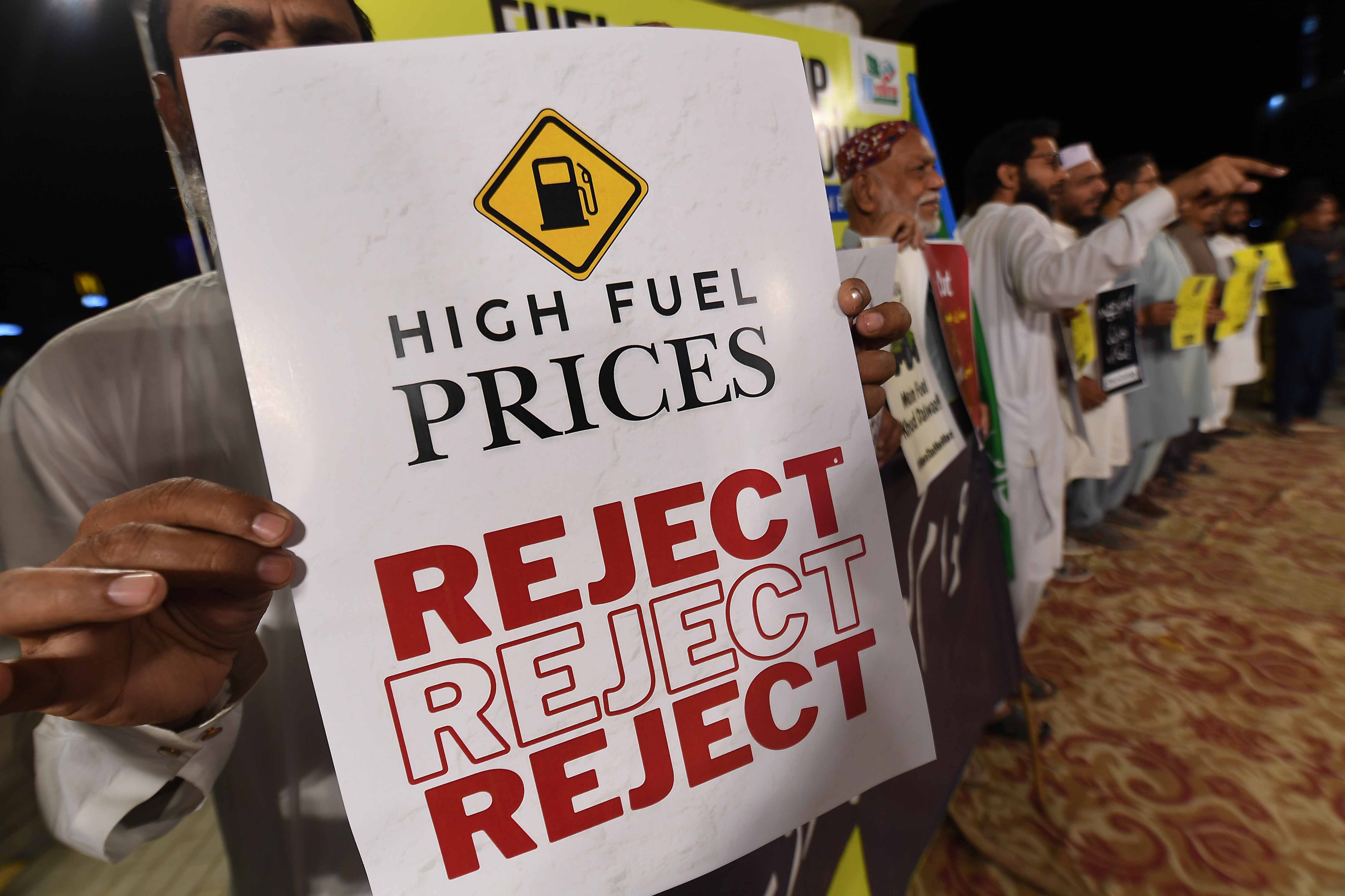 A protest against higher fuel prices in Karachi, Pakistan, on April 3. Photo:  EPA