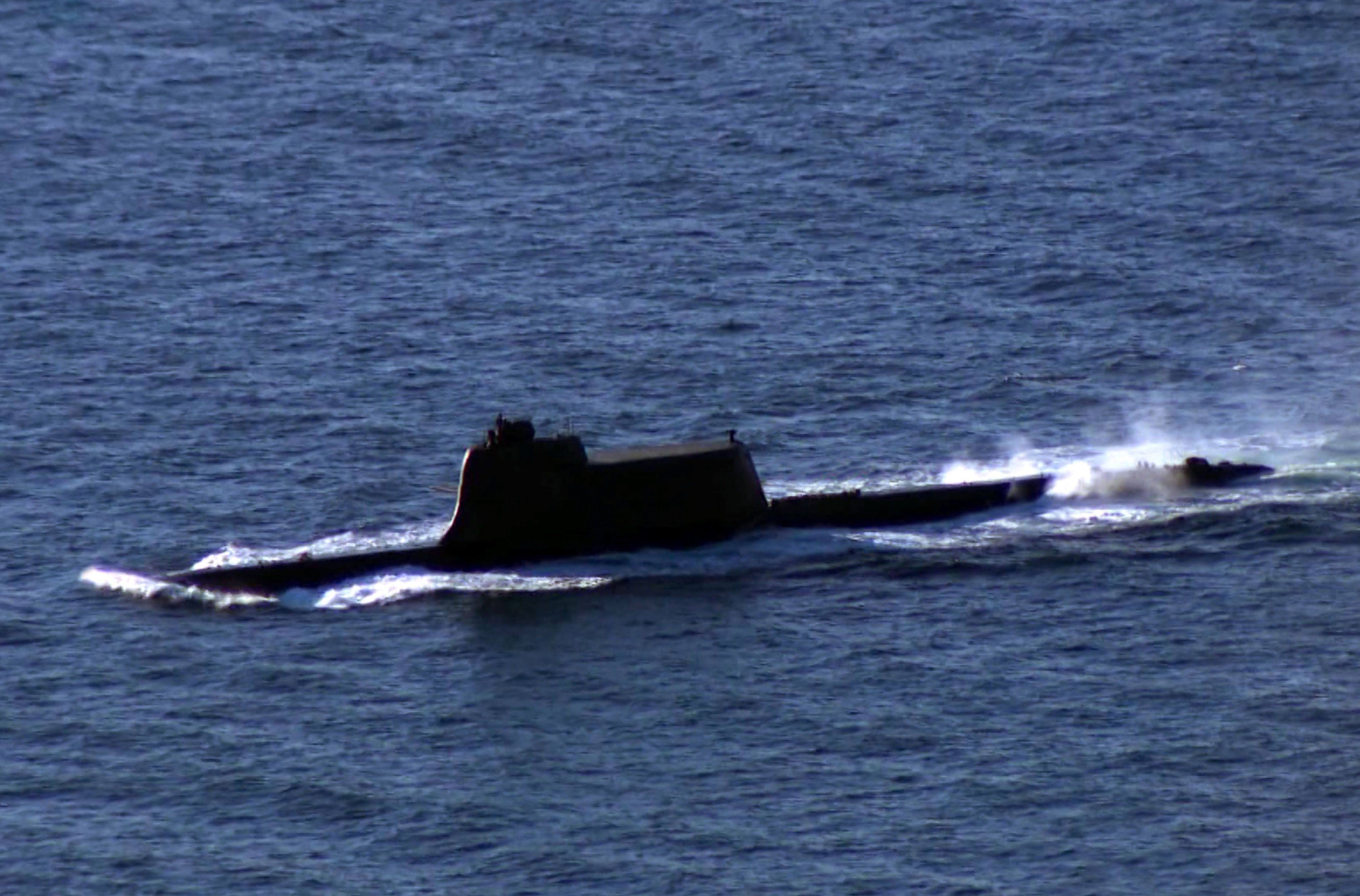 A North Korean submarine sails in the East Sea on Thursday, as the Pyongyang tests two types of submarine-launched strategic cruise missiles. Photo: Yonhap via dpa