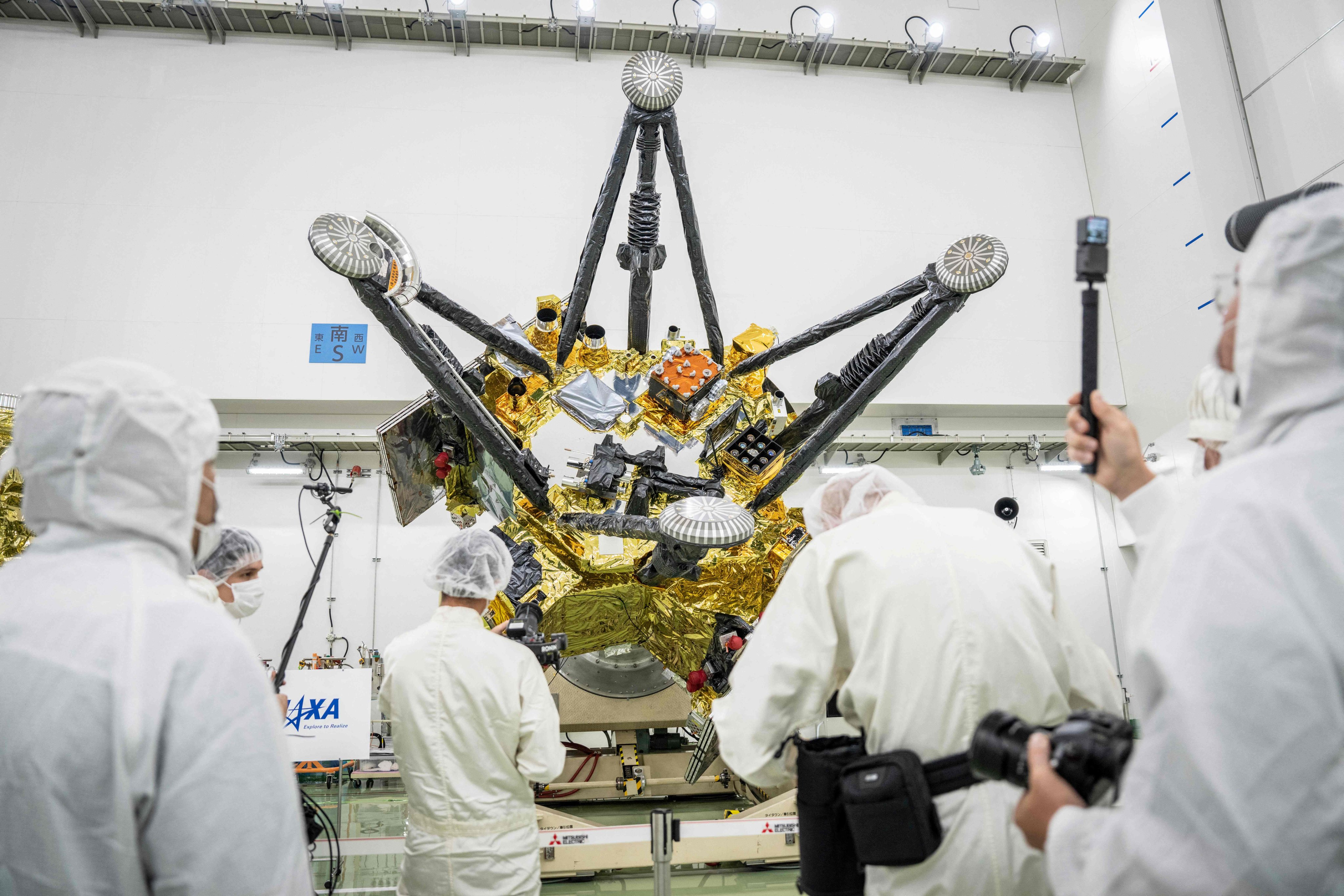 The Exploration and Return Modules of the Martian Moons eXploration (MMX) spacecraft, at the Tanegashima Space Center in Minamitane, Kagoshima prefecture, Japan, on August 13. Photo: AFP