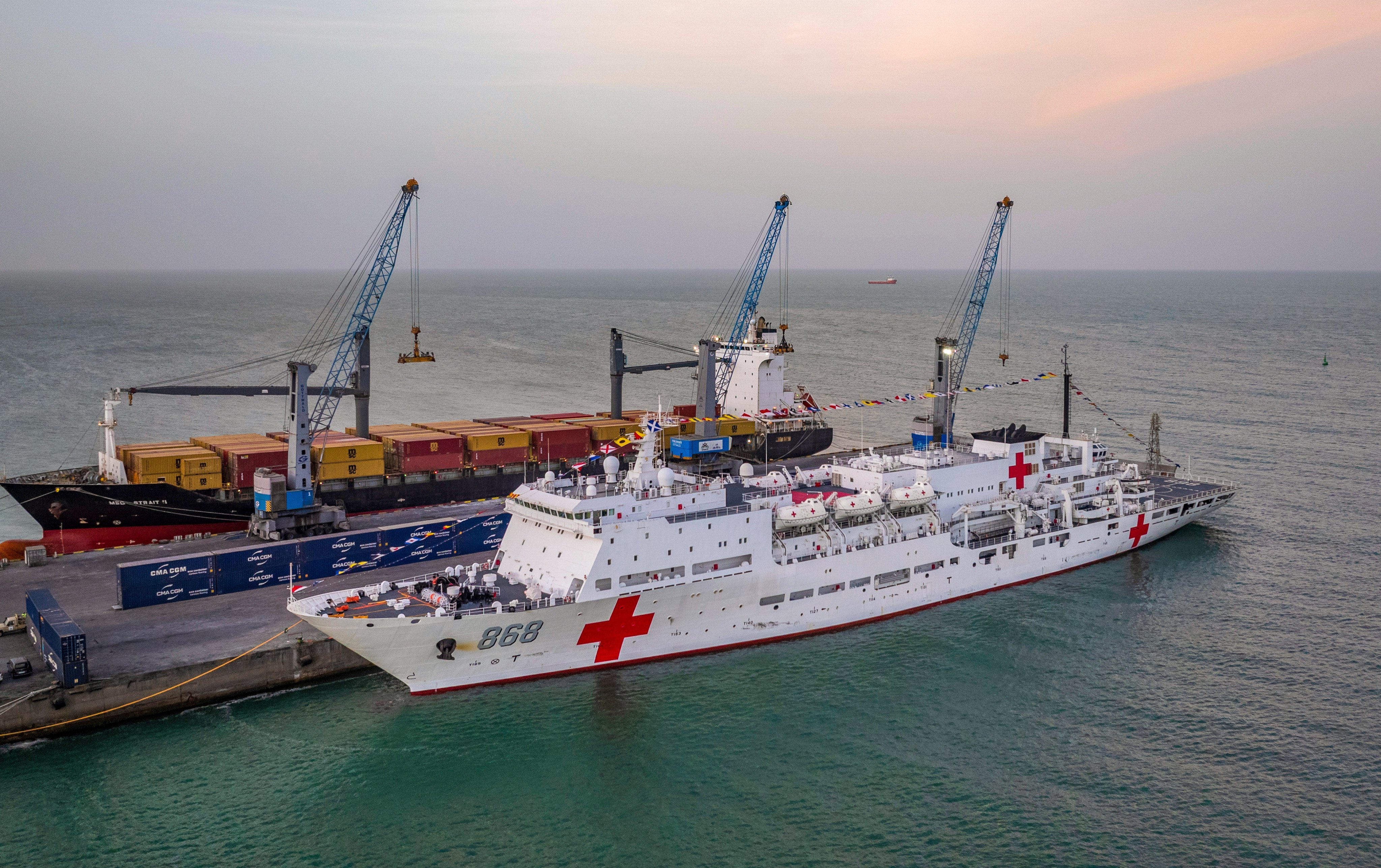 The ship, operated by the naval branch of the People’s Liberation Army, offers a range of medical services wherever it stops. Photo: Xinhua