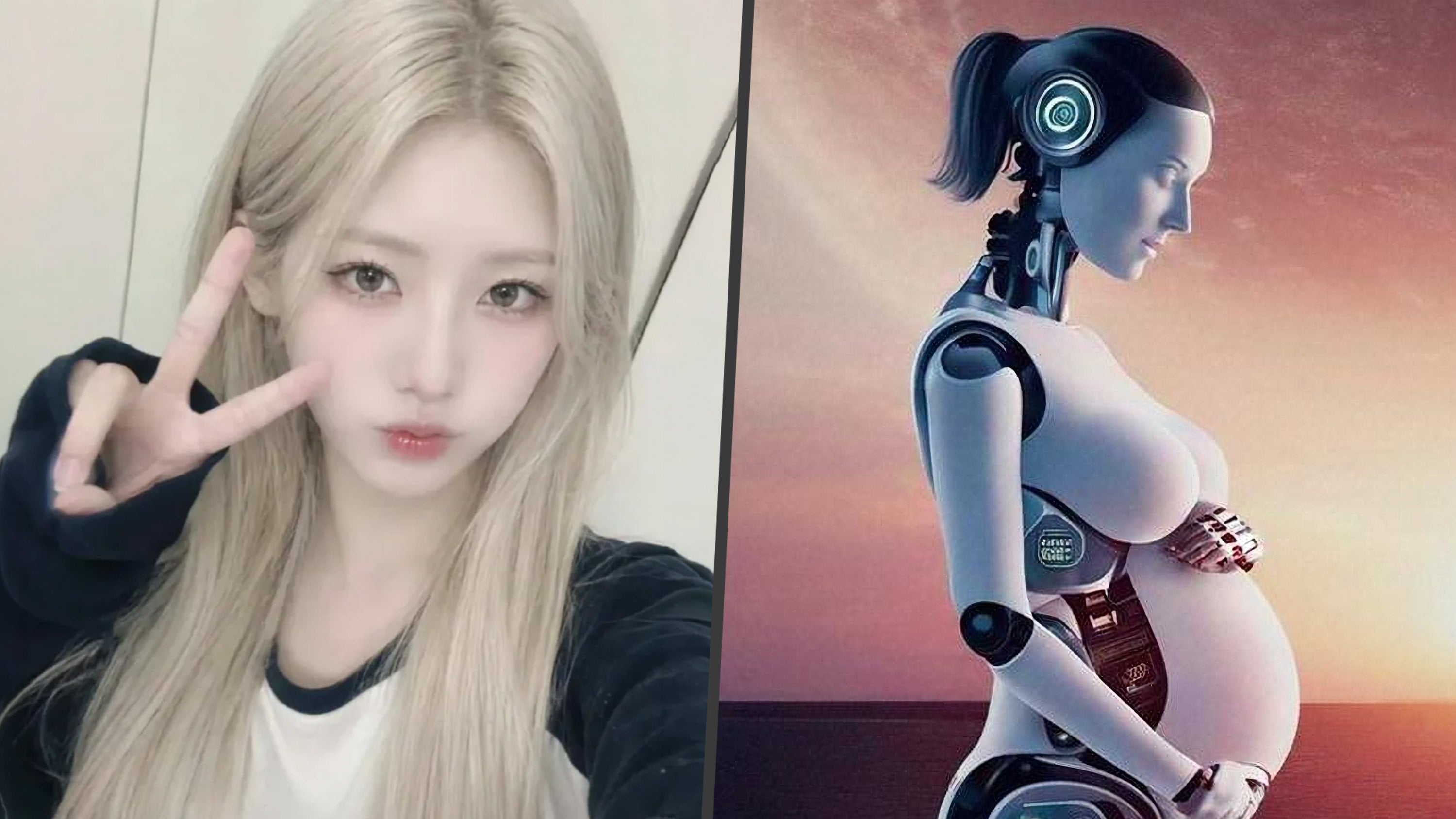 An AI idol in China sparked massive online backlash after announcing a “pregnancy” and halting all public activities. Photo: SCMP Composite/Shutterstock/QQ.com