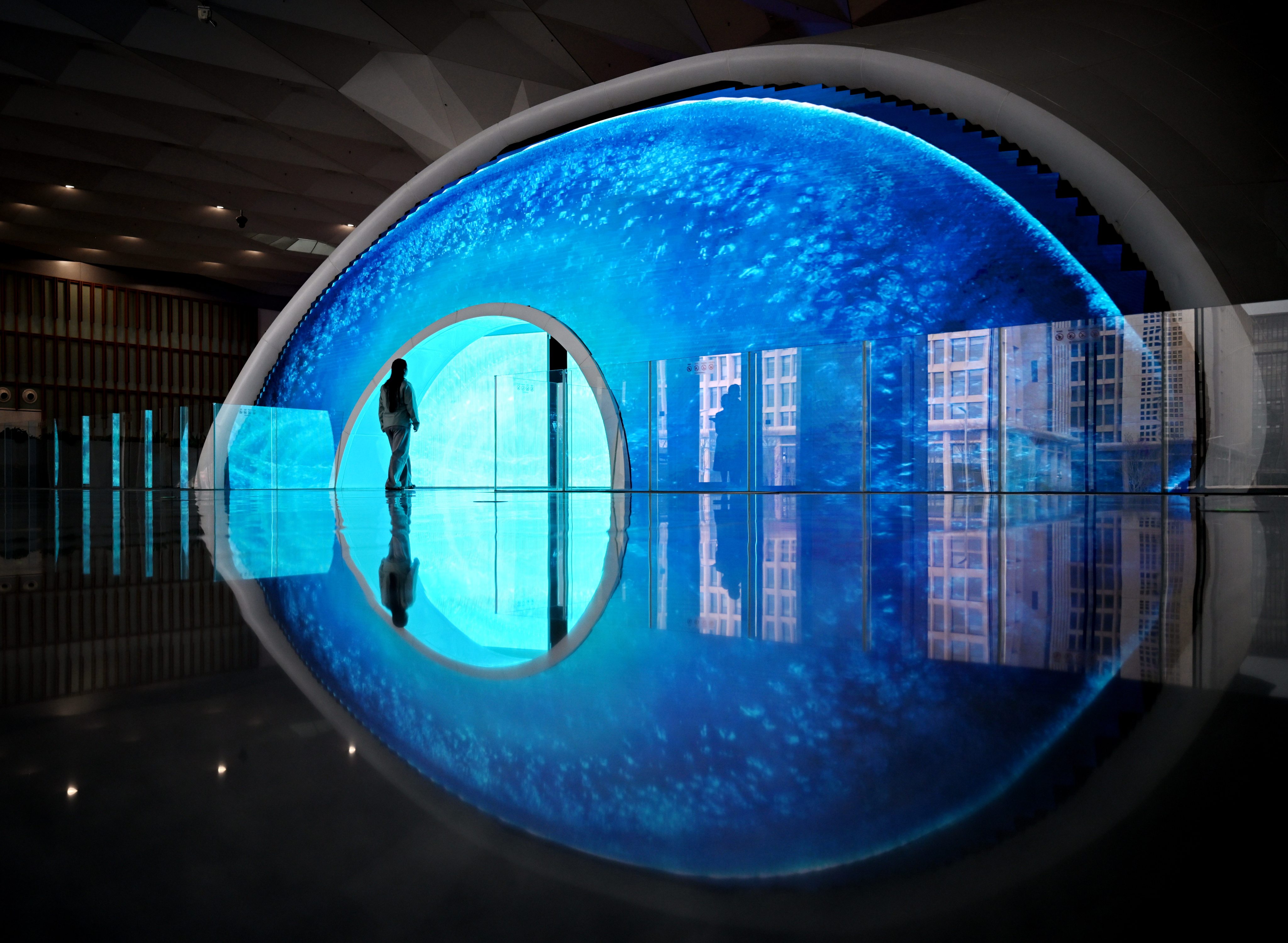 Visitors tour the Xiongan Urban Computing Center, known as the ‘Eye of Xiongan’, in China’s northern Hebei province. Photo: Xinhua