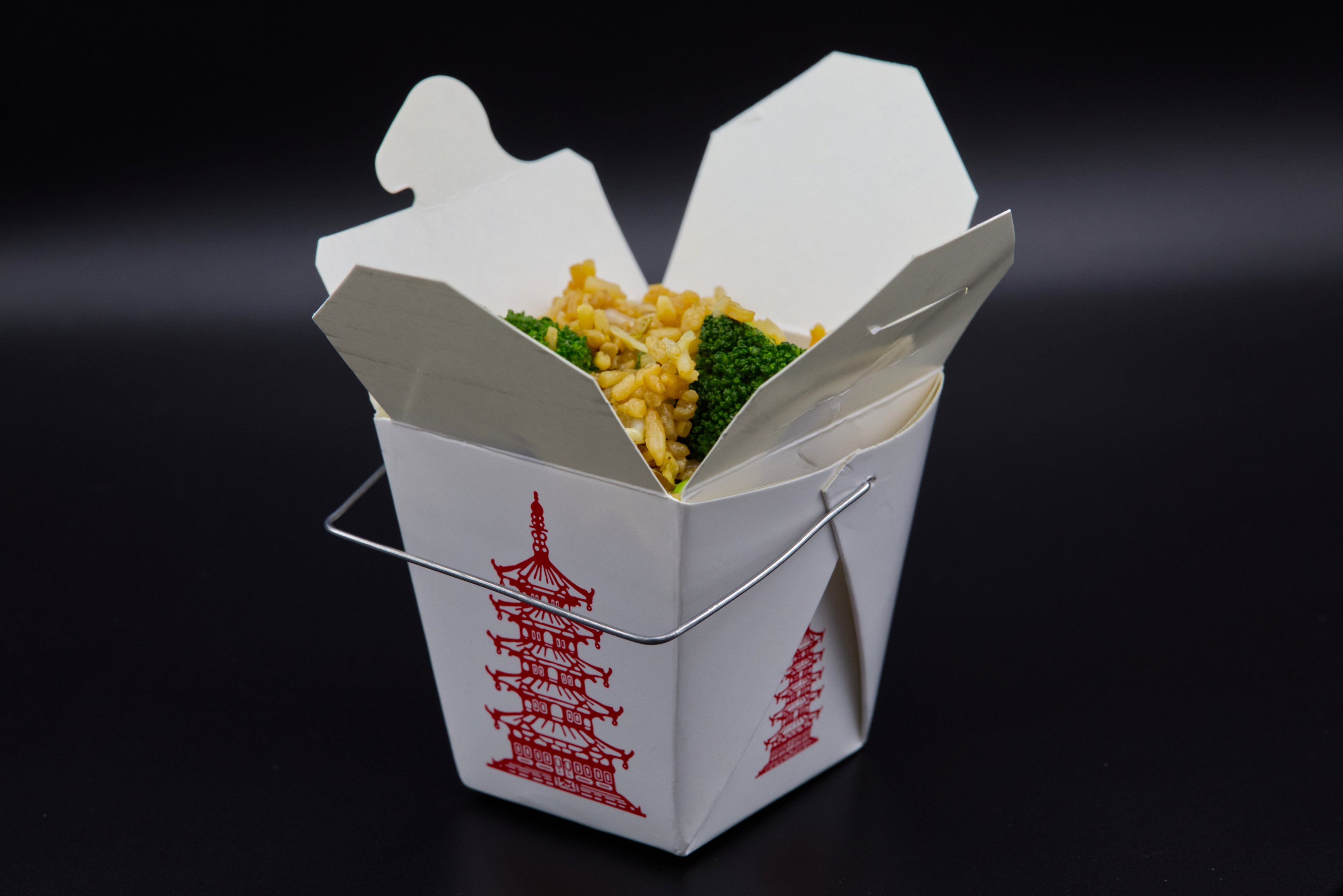 A US-style Chinese takeaway container with the iconic pagoda design. Photo: AP