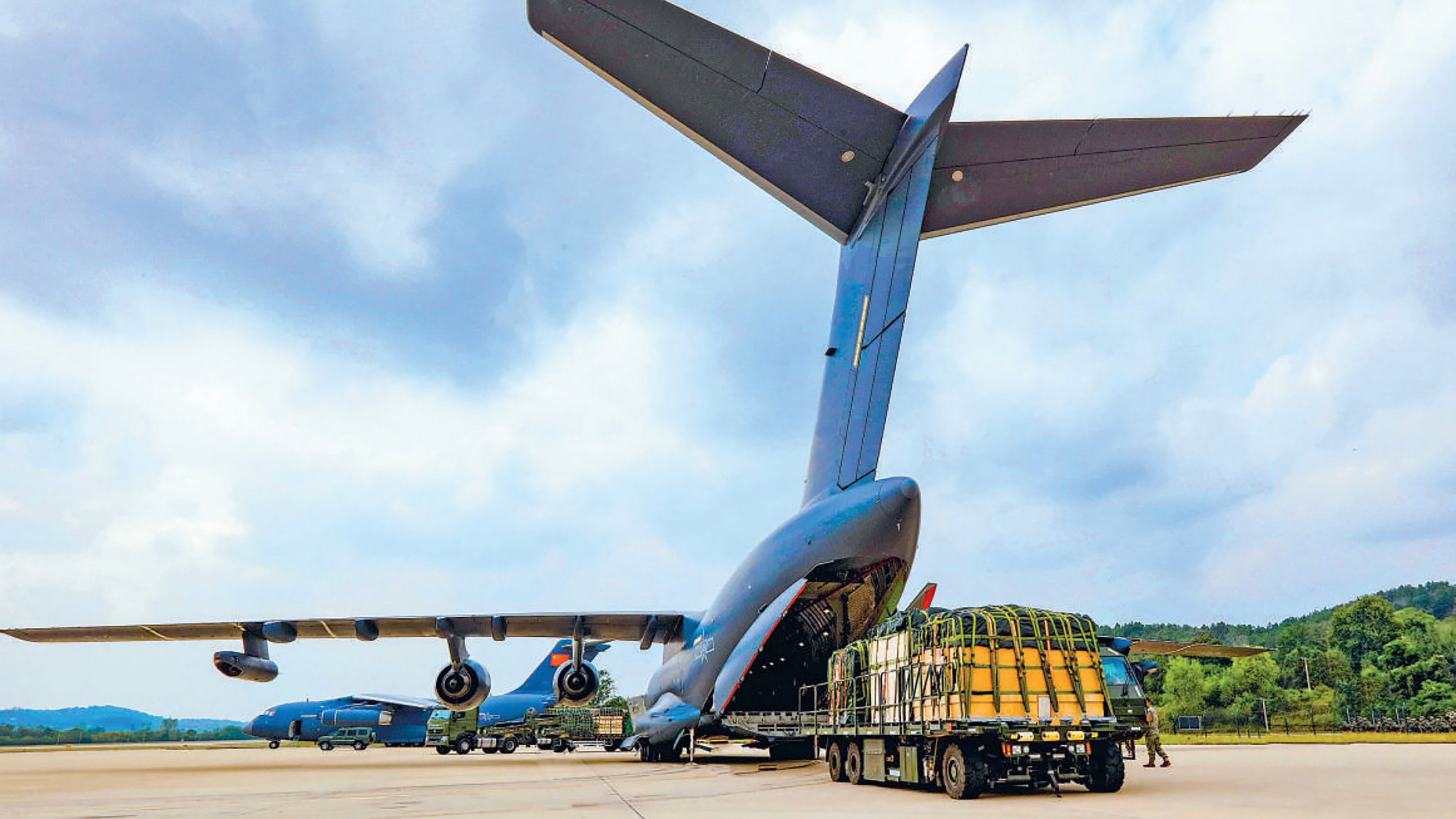 An image first published by the PLA Daily on October 14 shows a Y-20B heavy transport aircraft with refuelling pods beneath its wings. The image indicates the aircraft is in service. Photo: China Military Online