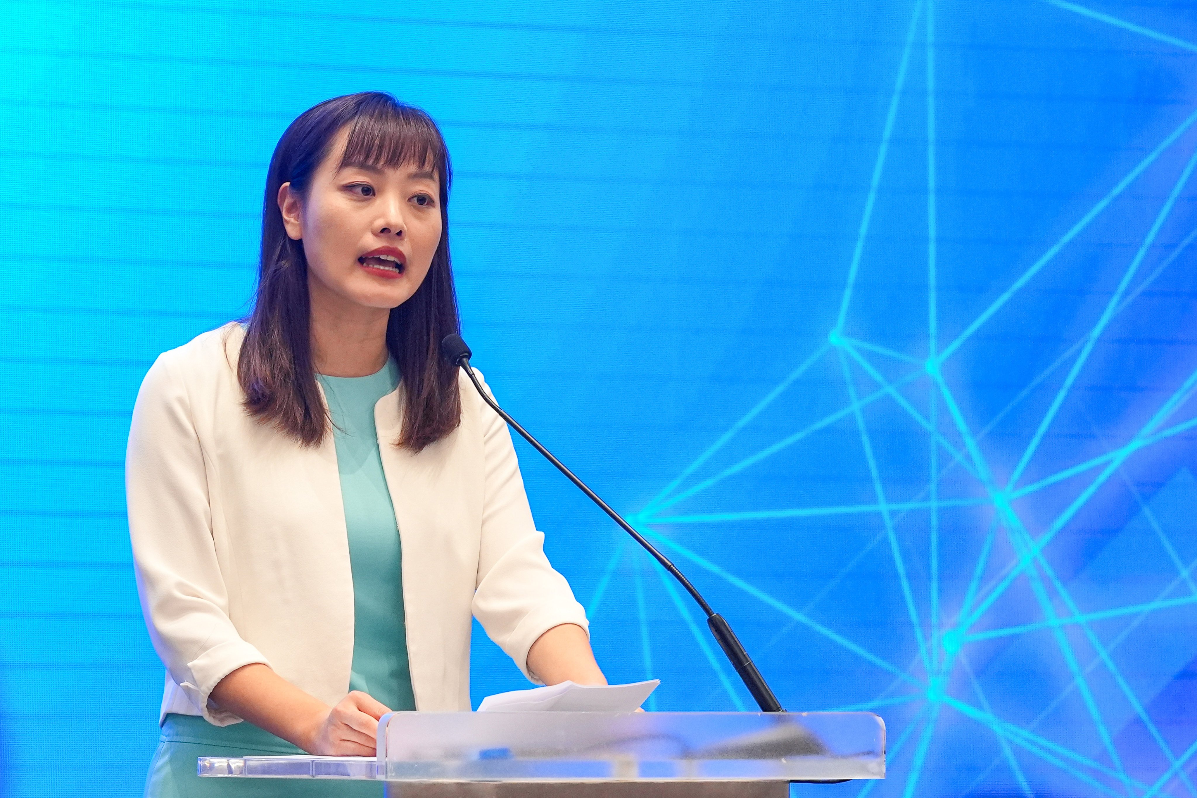 Undersecretary for Innovation, Technology and Industry Lillian Cheong says authorities will prioritise incorporating several city infrastructure databases into the “AI city brain” system. Photo: Elson Li