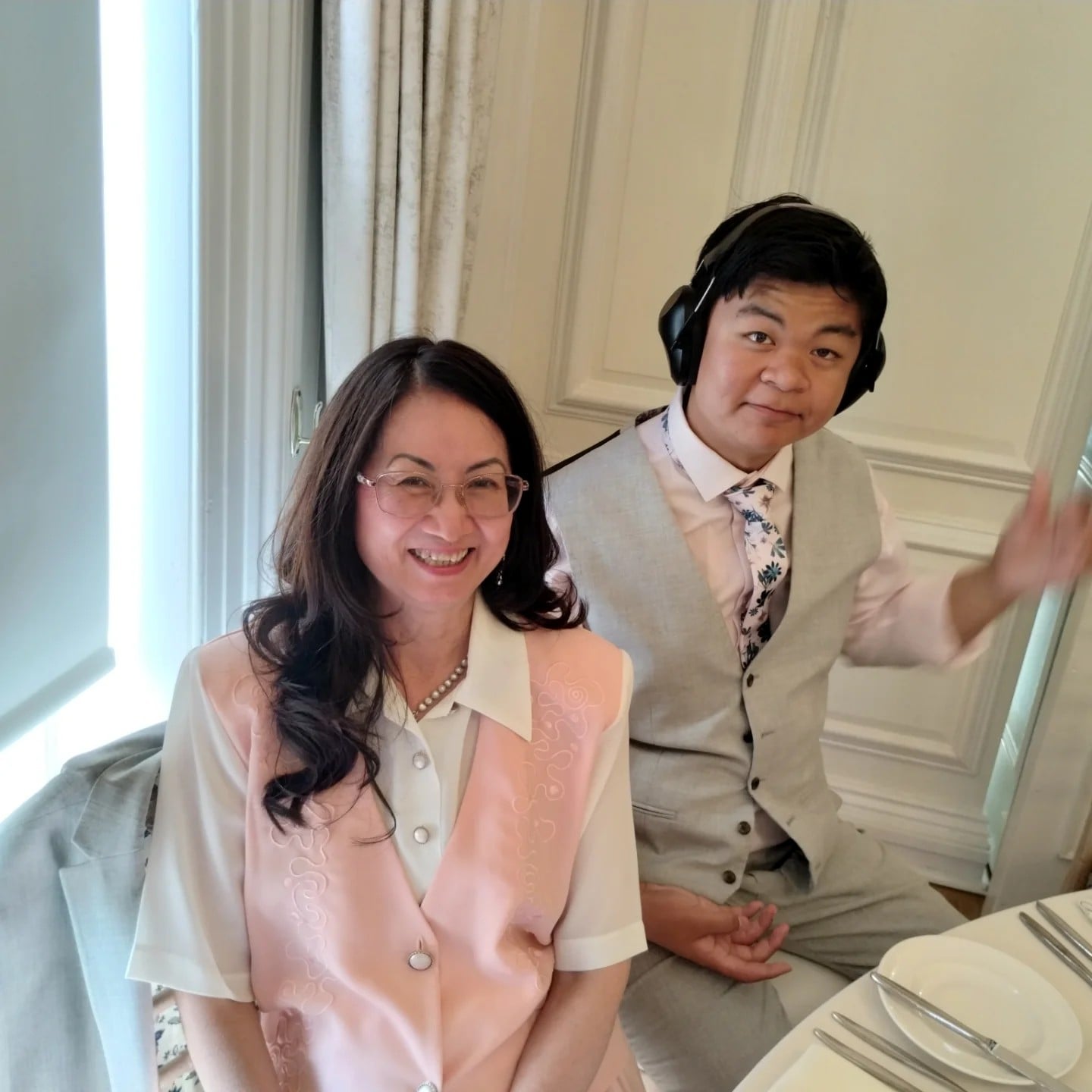 Hong Kong-born, UK-based Georgina Tang and son Alessio attend a wedding in August 2025. Photo: Instagram/ynnylimited
