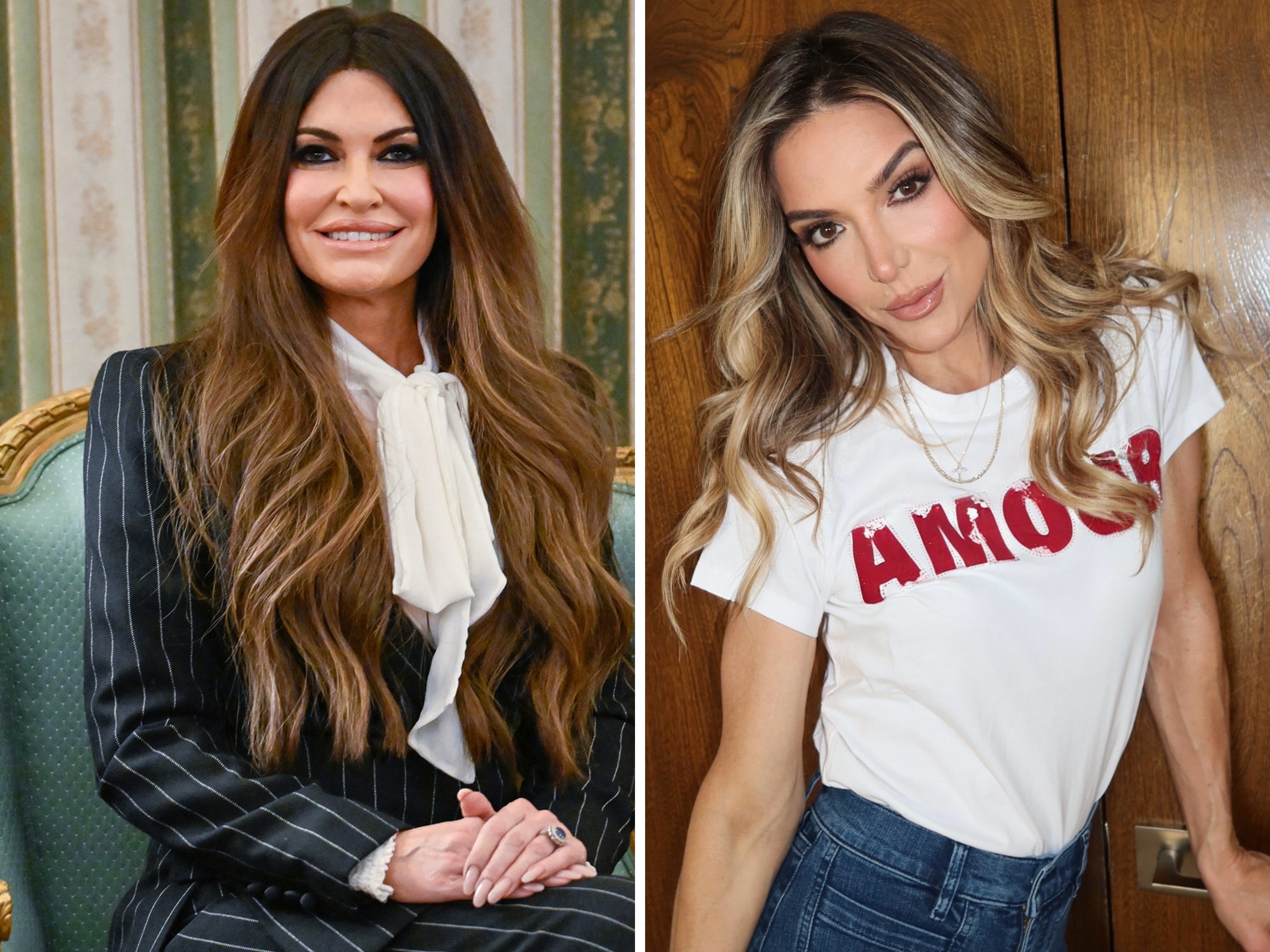 Debbie Matenopoulos (right) is offering herself for the post of US ambassador to Greece, after Kimberly Guilfoyle’s firing. Photos: TNS; @iamdebbiem/Instagram