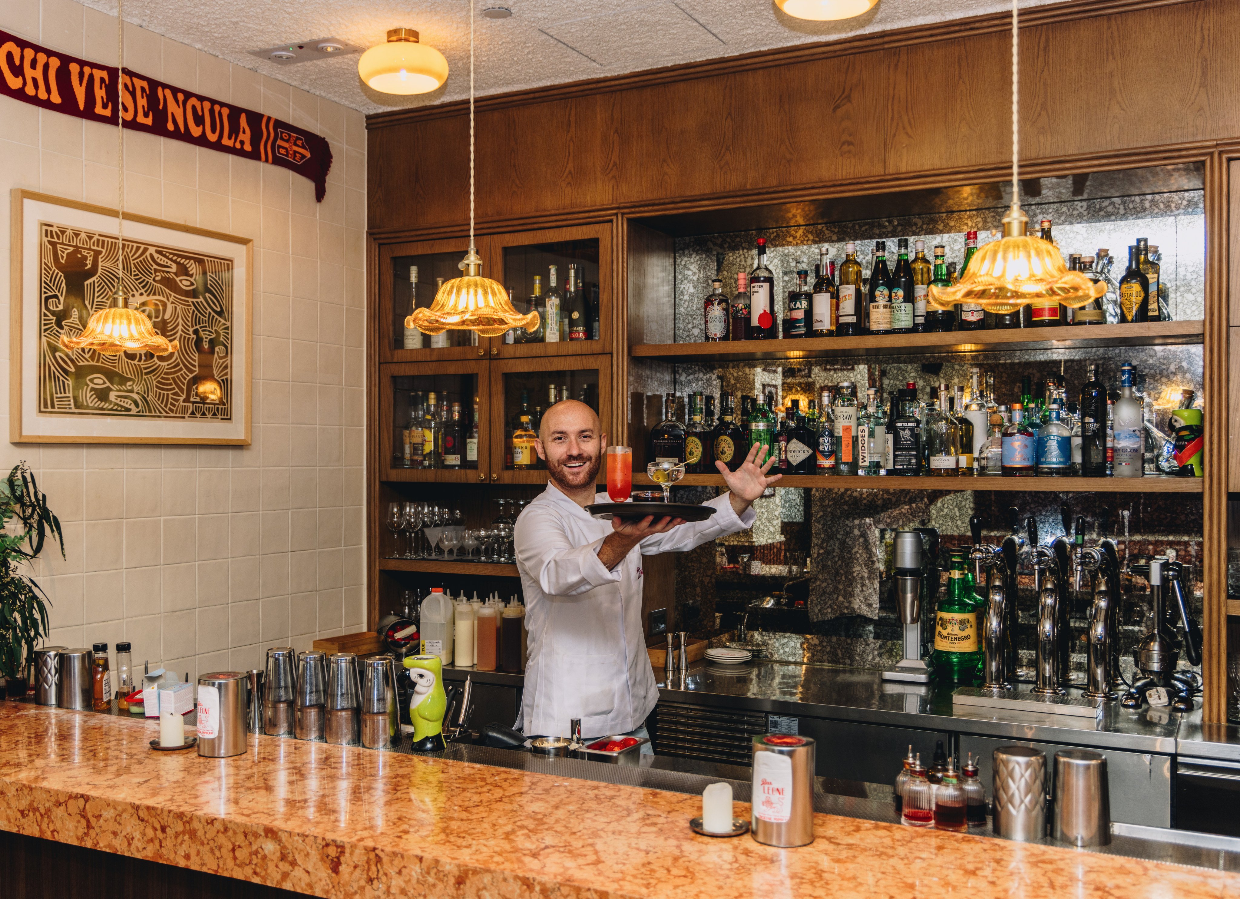 Lorenzo Antinori behind the long bar at Bar Leone. Photo: Jocelyn Tam